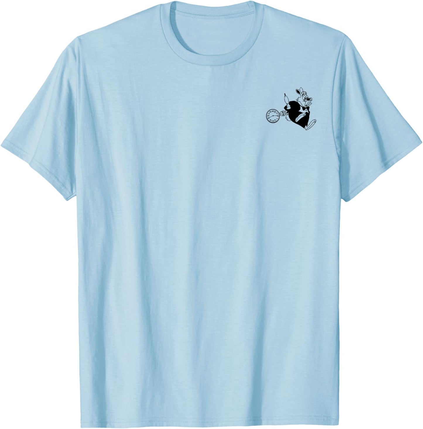 Disney Alice In Wonderland The White Rabbit Left Chest T-Shirt - T-Shirt | Light Blue