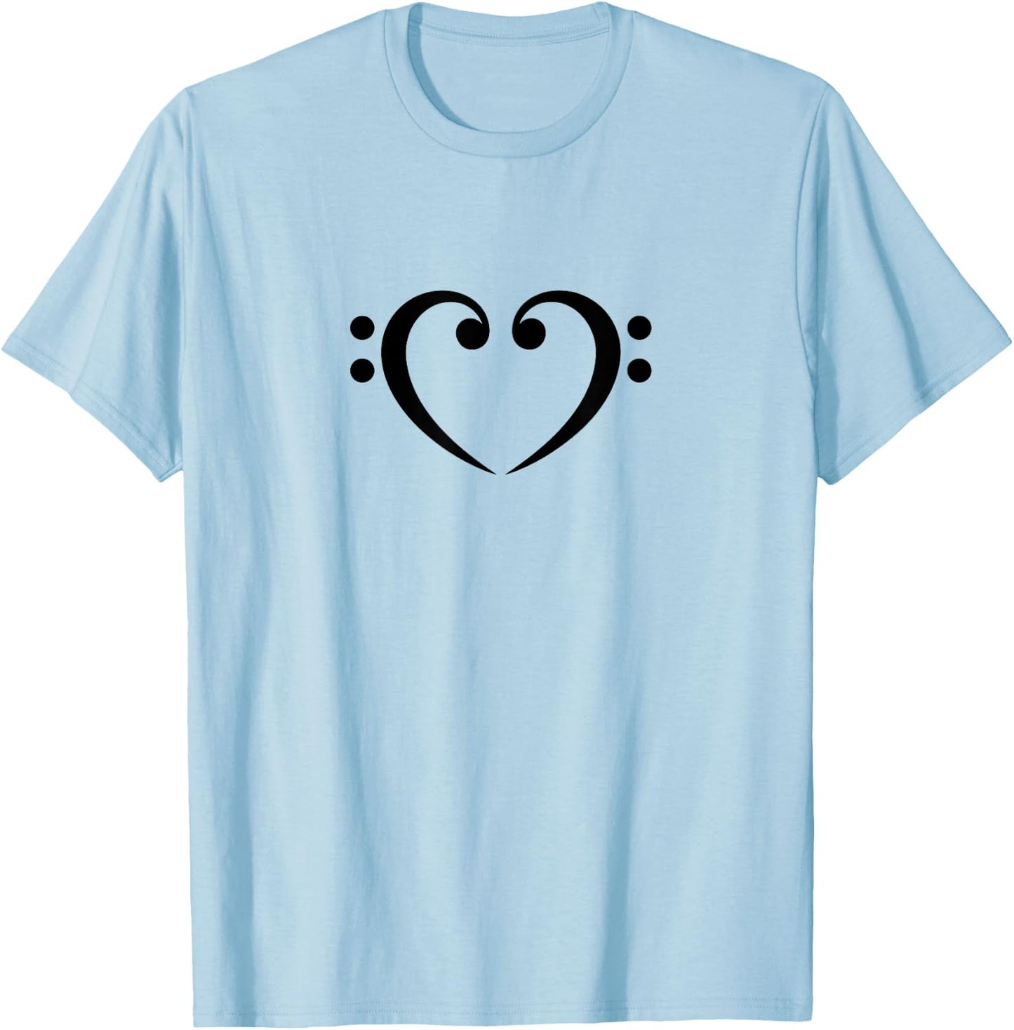 Bass, Clef, Heart, I LOVE, Music, Bassist, Musician, Band T-Shirt - T-Shirt | Light Blue