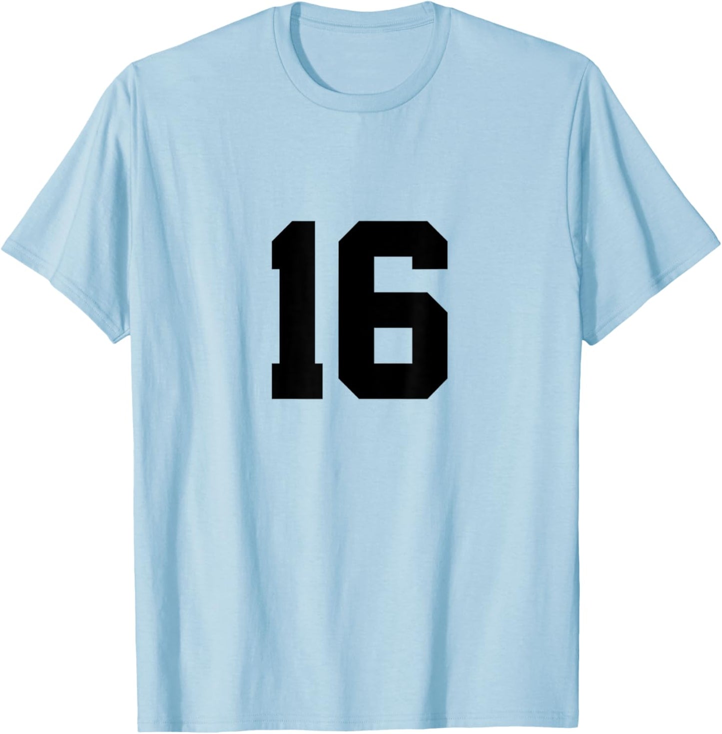 Number 16 (on Front / Back) Sports Team Jersey Number T-Shirt - T-Shirt | Light Blue