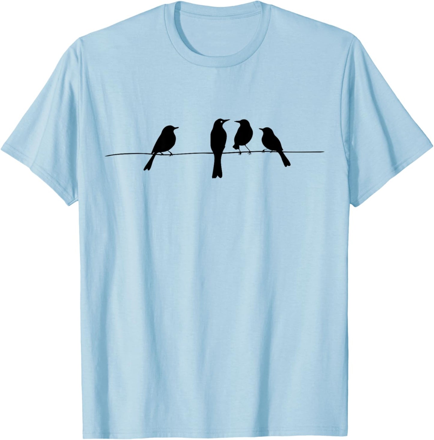 Minimalistic Birds On A Wire Outfit Bird and Animal Lovers T-Shirt - T-Shirt | Light Blue