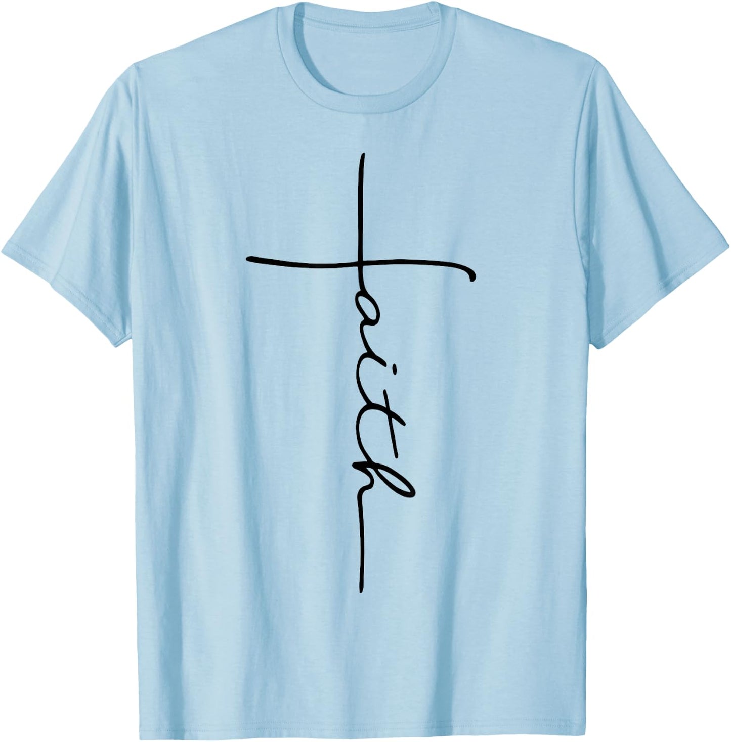 Faith Cross T-Shirt - T-Shirt | Light Blue