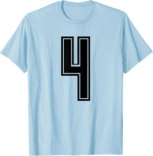 Jersey #4 Black Sports Team Jersey Number 4 T-Shirt - T-Shirt | Light Blue