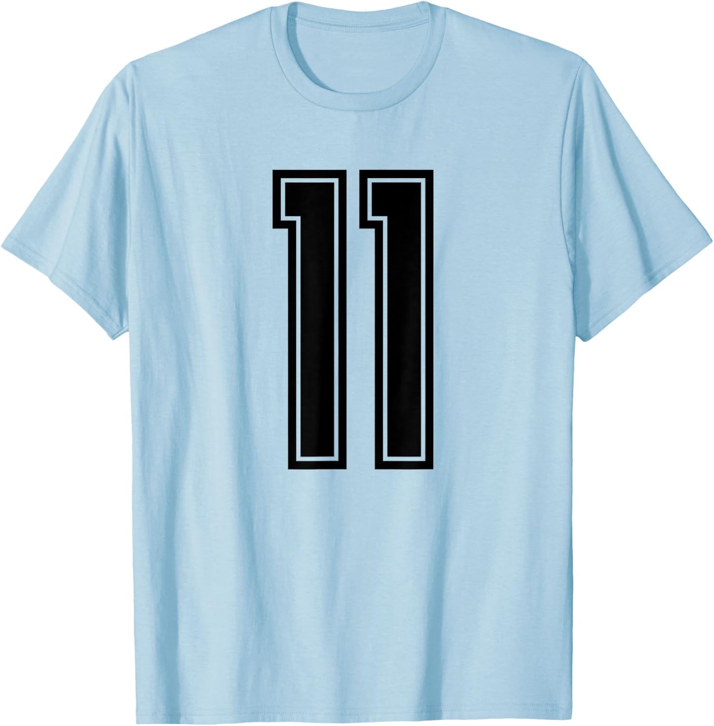 Number #11 Black Sport Varsity Number 11 T-Shirt - T-Shirt | Light Blue