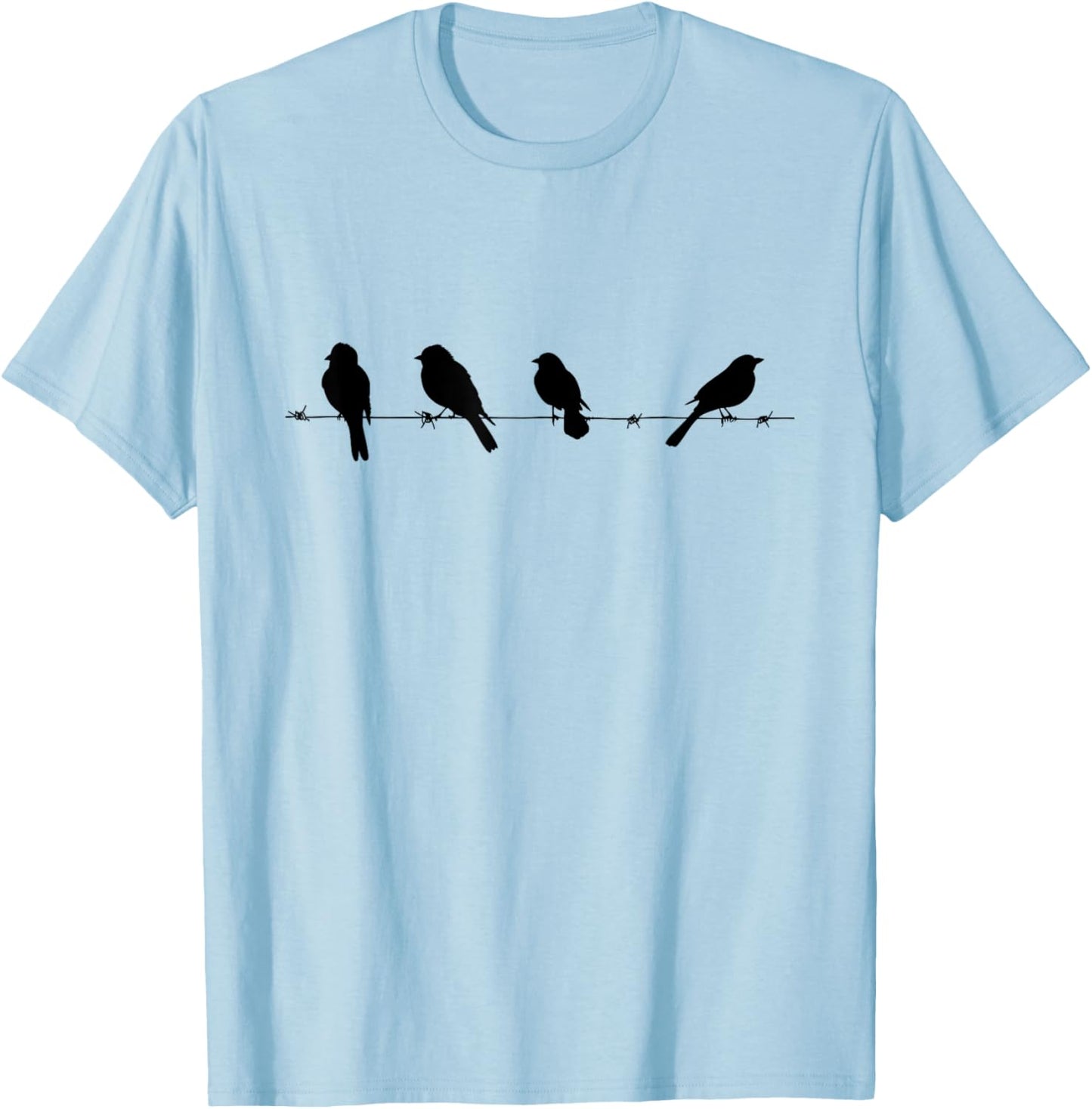 Backyard Bird Watching Watcher Birder Birds on a Branch T-Shirt - T-Shirt | Light Blue