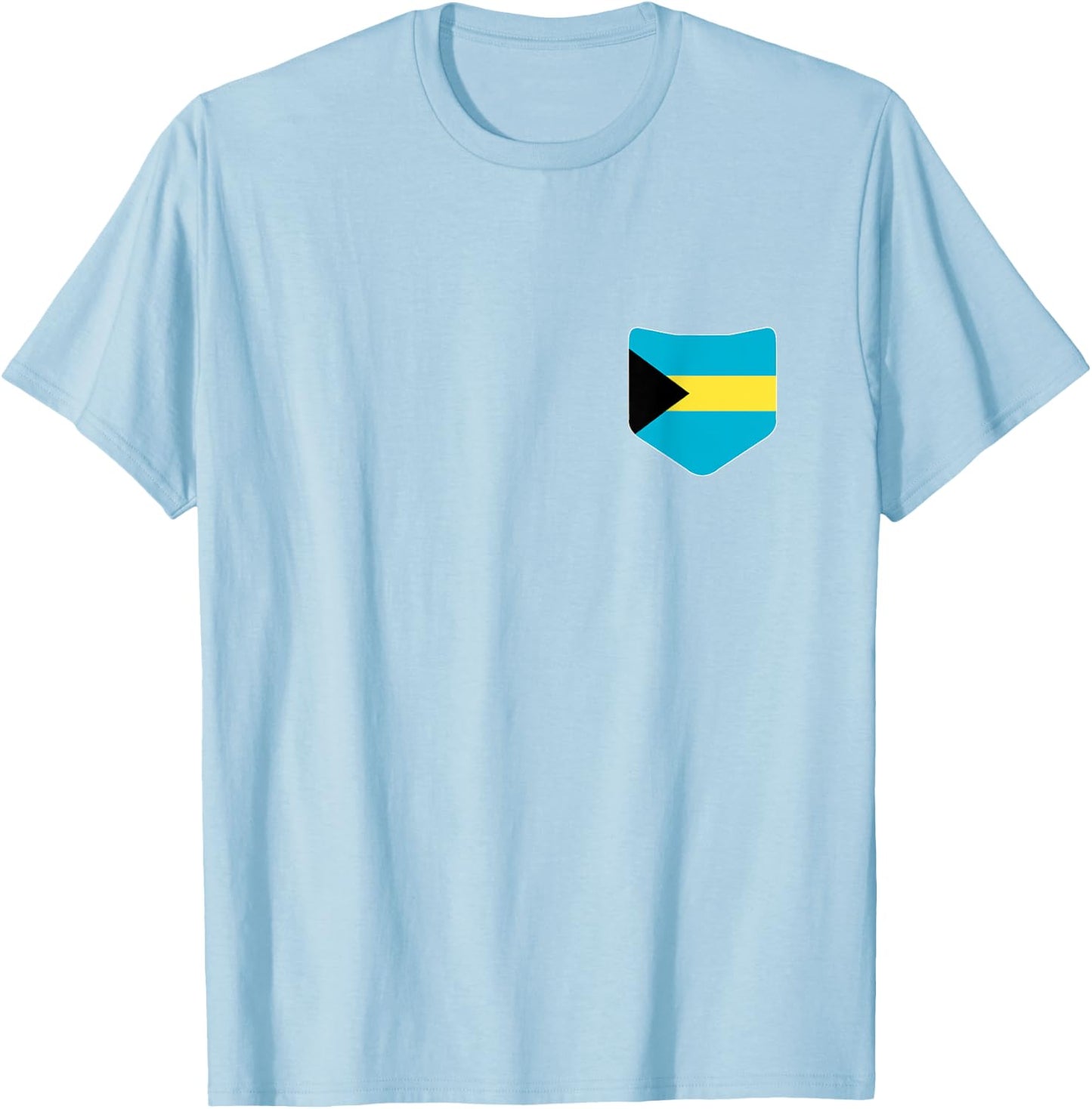 The Bahamas Flag with Printed Bahamian Flag Pocket T-Shirt - T-Shirt | Light Blue