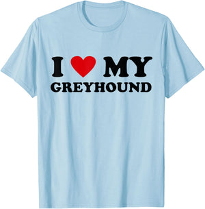 I Heart Dog Dad Mom - I Love Greyhound T-Shirt - T-Shirt | Light Blue