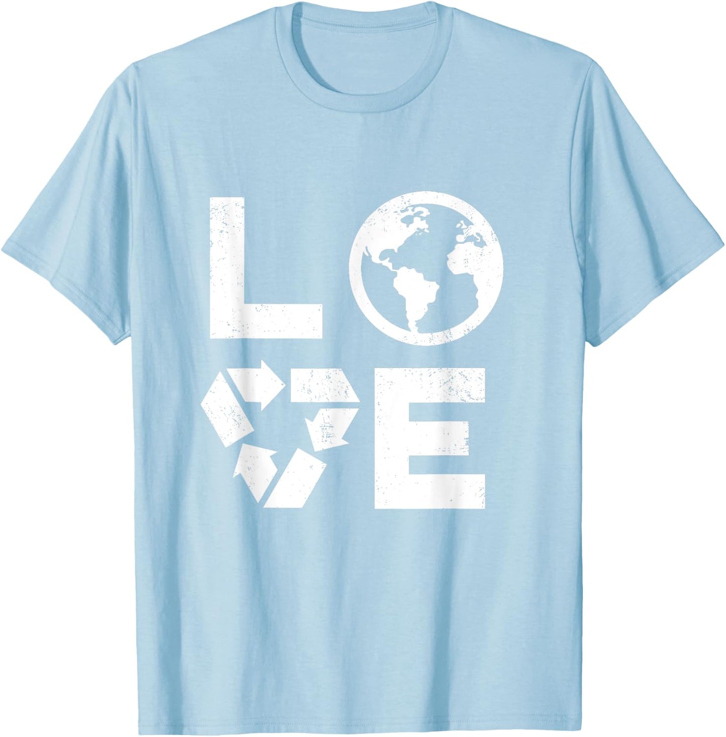 Liebe Earth Day 90s Vintage Recycled Children or Teachers Women Girls Kids T-Shirt - T-Shirt | Light Blue
