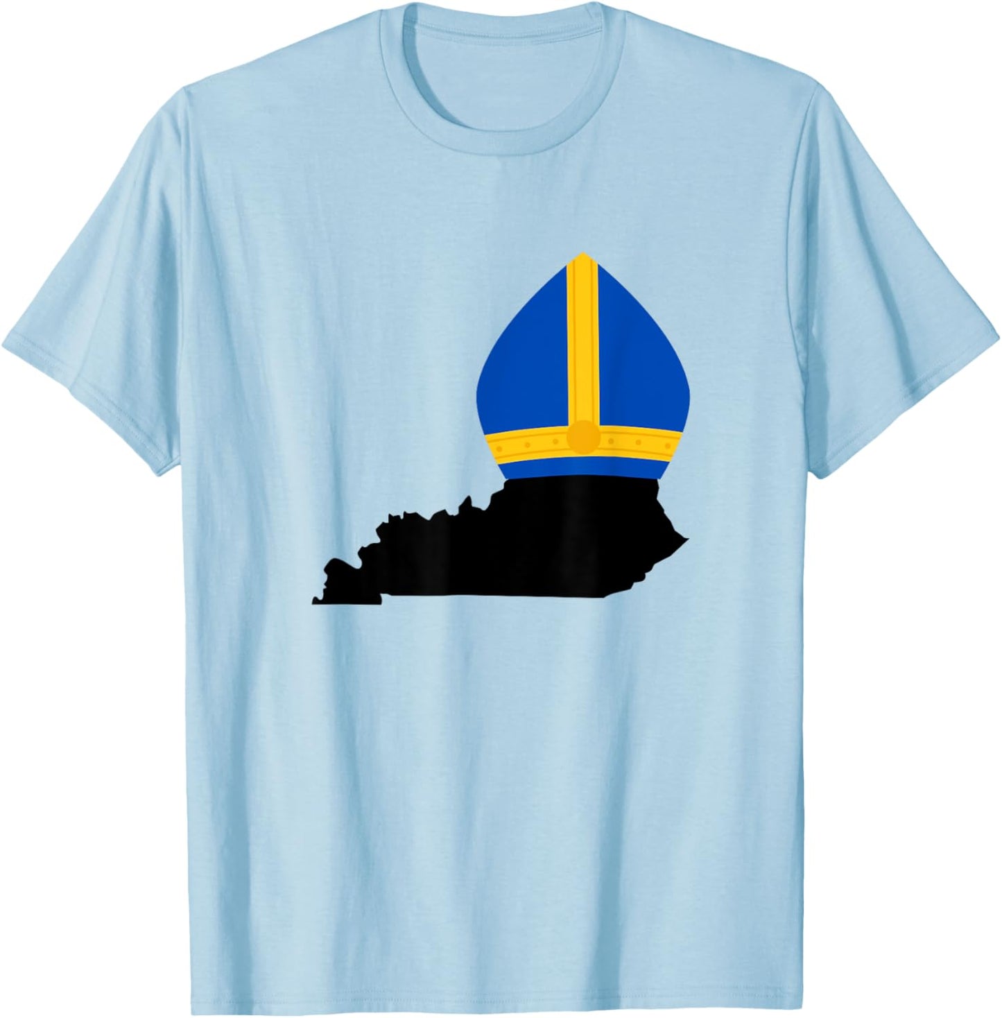 State of Kentucky with Pope Hat T-Shirt - T-Shirt | Light Blue
