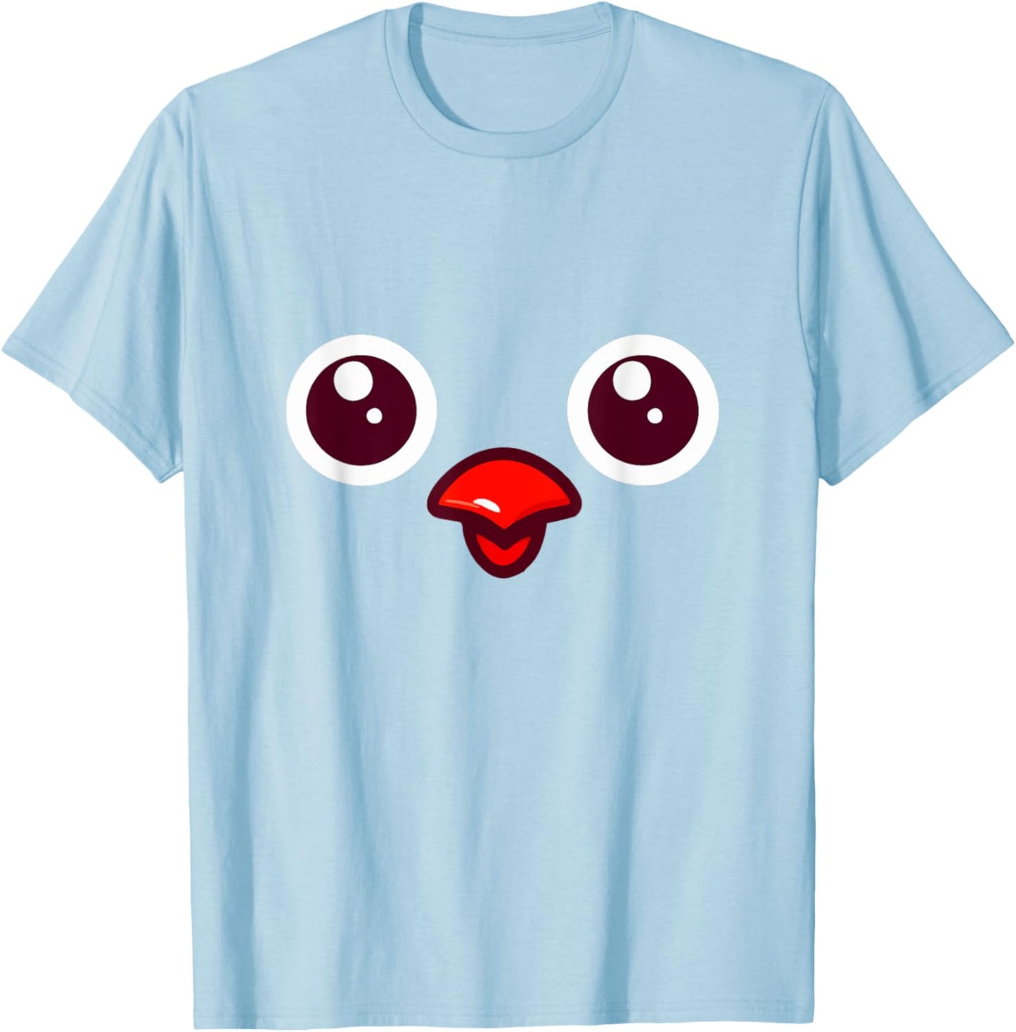 Cute Yellow Chick Face Costume For Kids Farm Animal Meme T-Shirt - T-Shirt | Light Blue