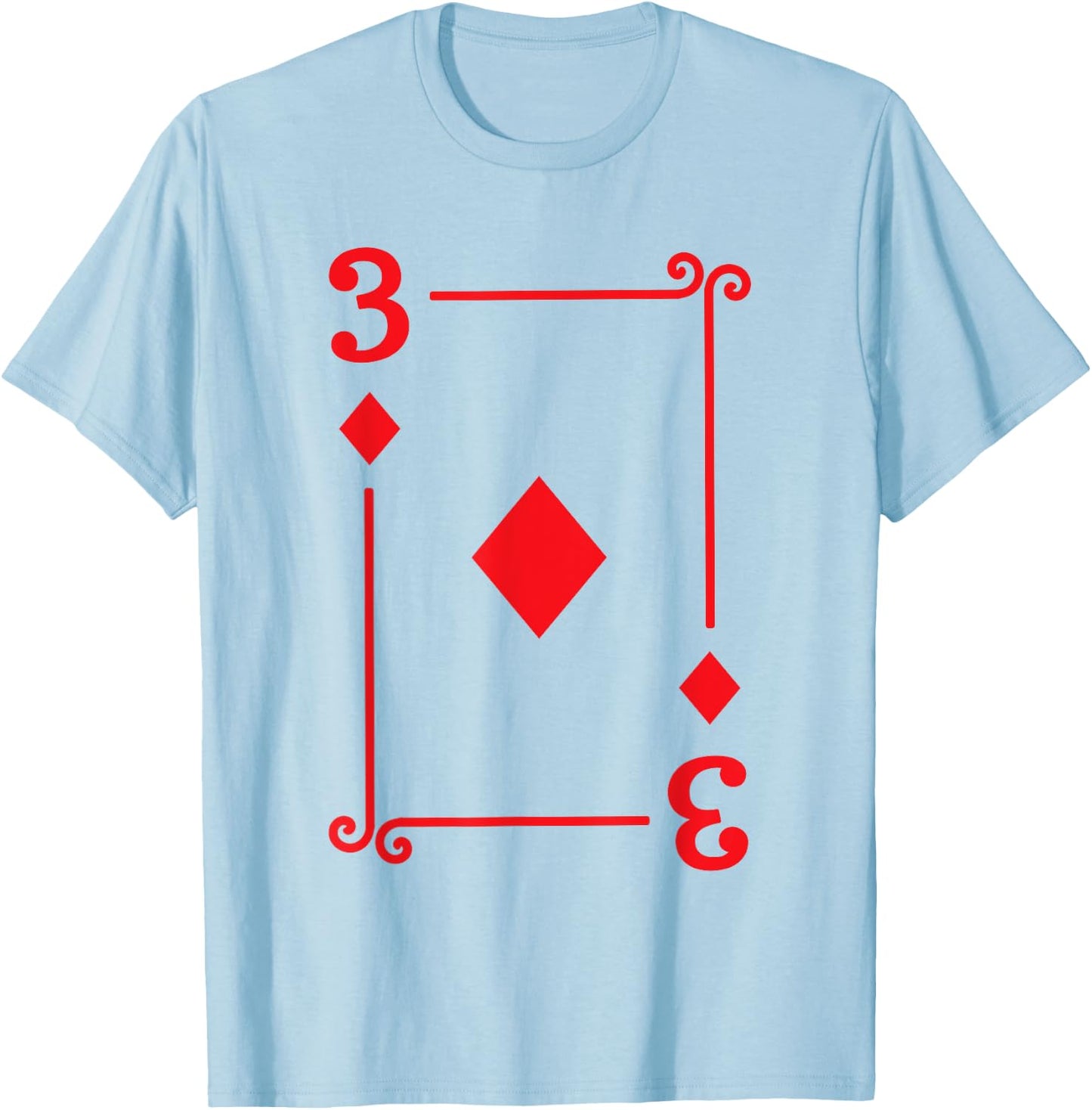 Playing Card Costume - 3 Diamonds Card - Three Card T-Shirt - T-Shirt | Light Blue