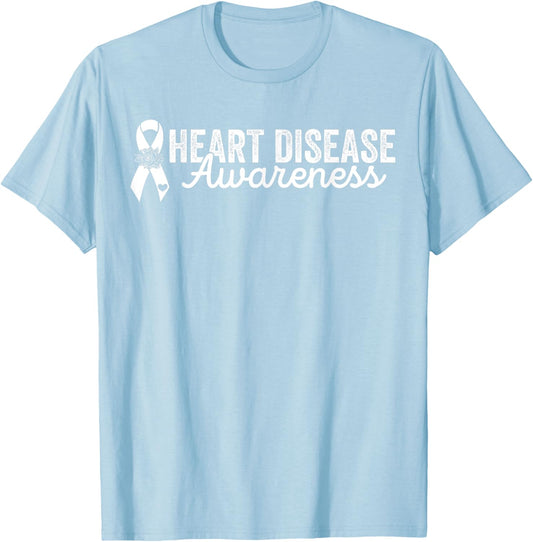 CHD Ribbon Congenital Heart Disease Awareness Red T-Shirt - T-Shirt | Light Blue