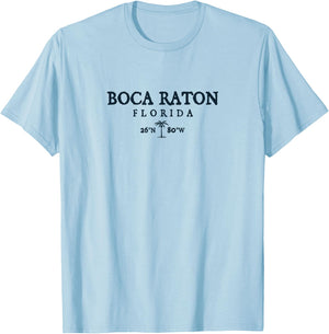 Boca Raton Florida Palm Tree Surf Beach Gift T-Shirt - T-Shirt | Light Blue