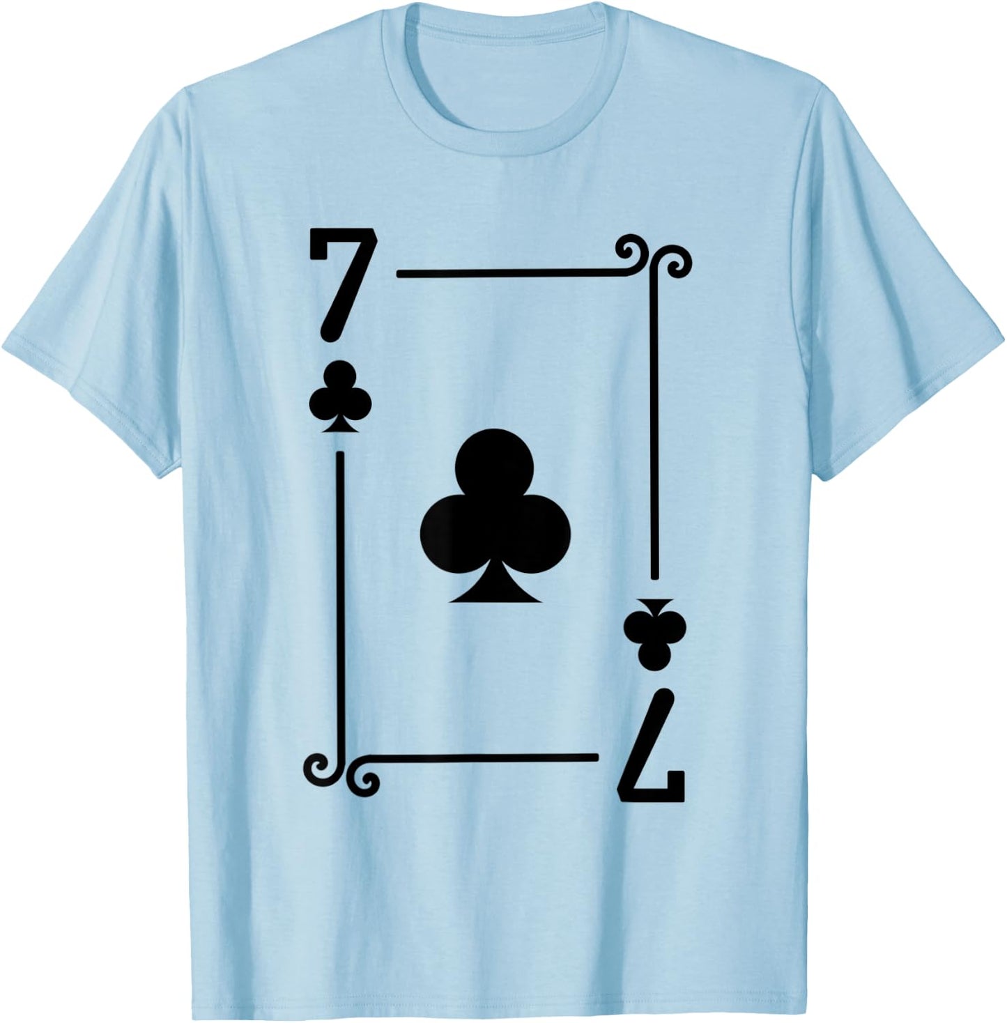 Playing Cards Costume - 7 Clubs Card - Seven Card T-Shirt - T-Shirt | Light Blue