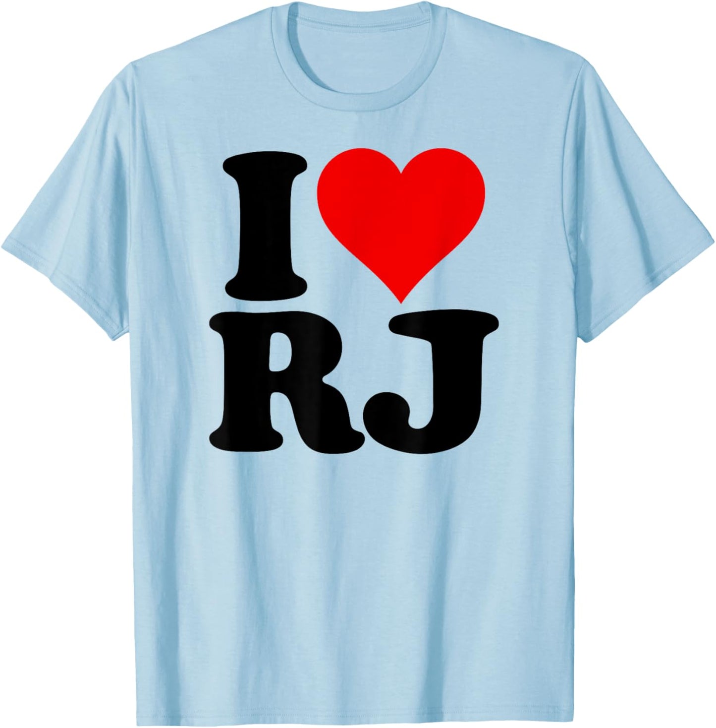 I Love Heart Rj R.j. R J Initials Monogram Name T-Shirt - T-Shirt | Light Blue