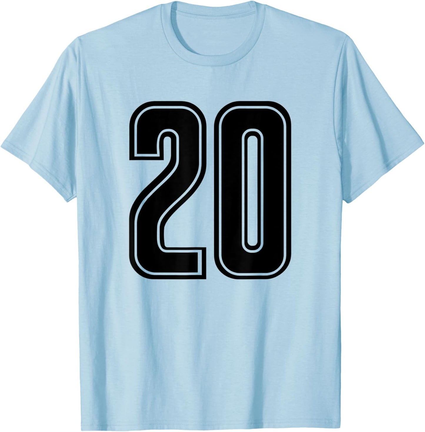 Jersey #20 Black Sports Team Jersey Number 20 T-Shirt - T-Shirt | Light Blue