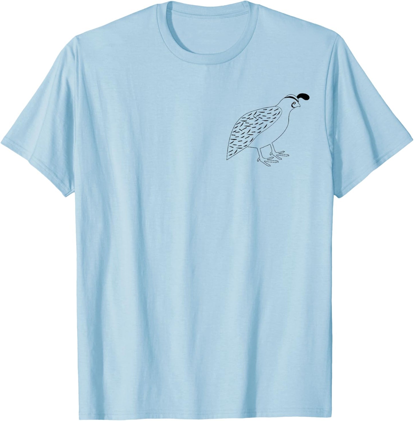 Cool Quail Game Bird California State Drawing Pocket Print T-Shirt - T-Shirt | Light Blue