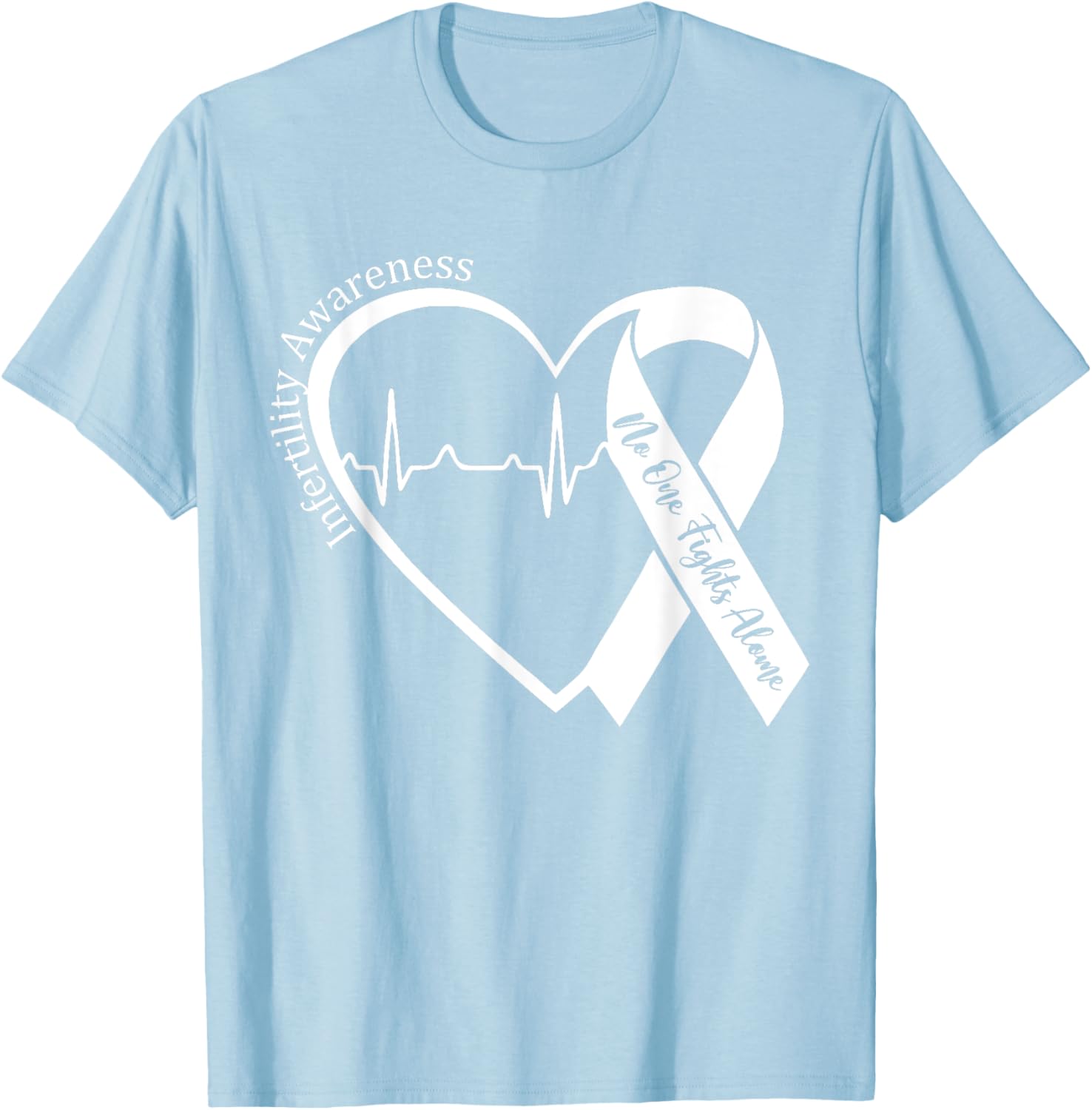 Infertility Awareness Heart Orange Ribbon IVF Transfer Day T-Shirt - T-Shirt | Light Blue