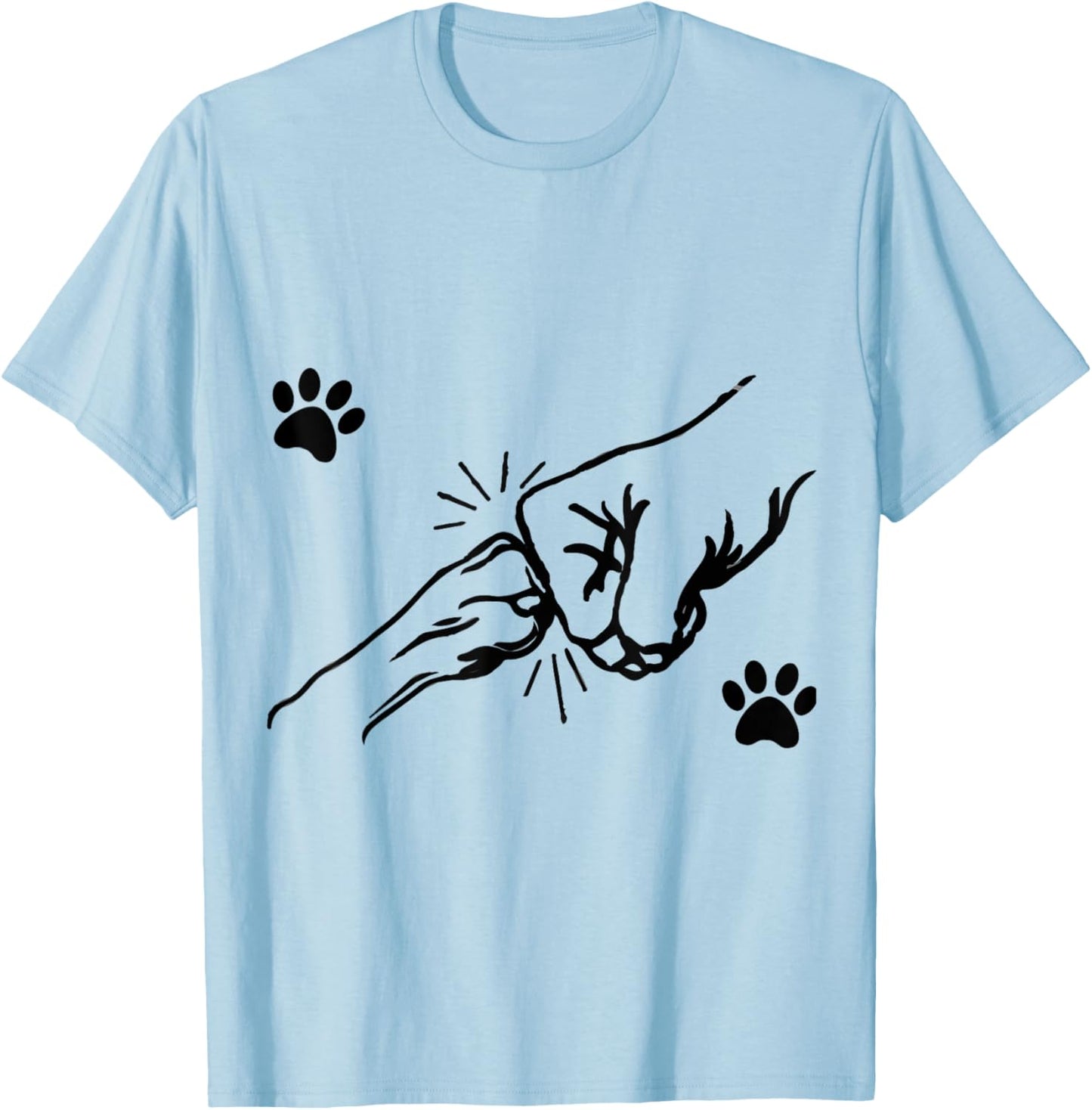 Dog Paw Fist Bump Best Friend Pet Designs Women Dog Lovers Grey Small Modern Graphic T-Shirt - T-Shirt | Light Blue