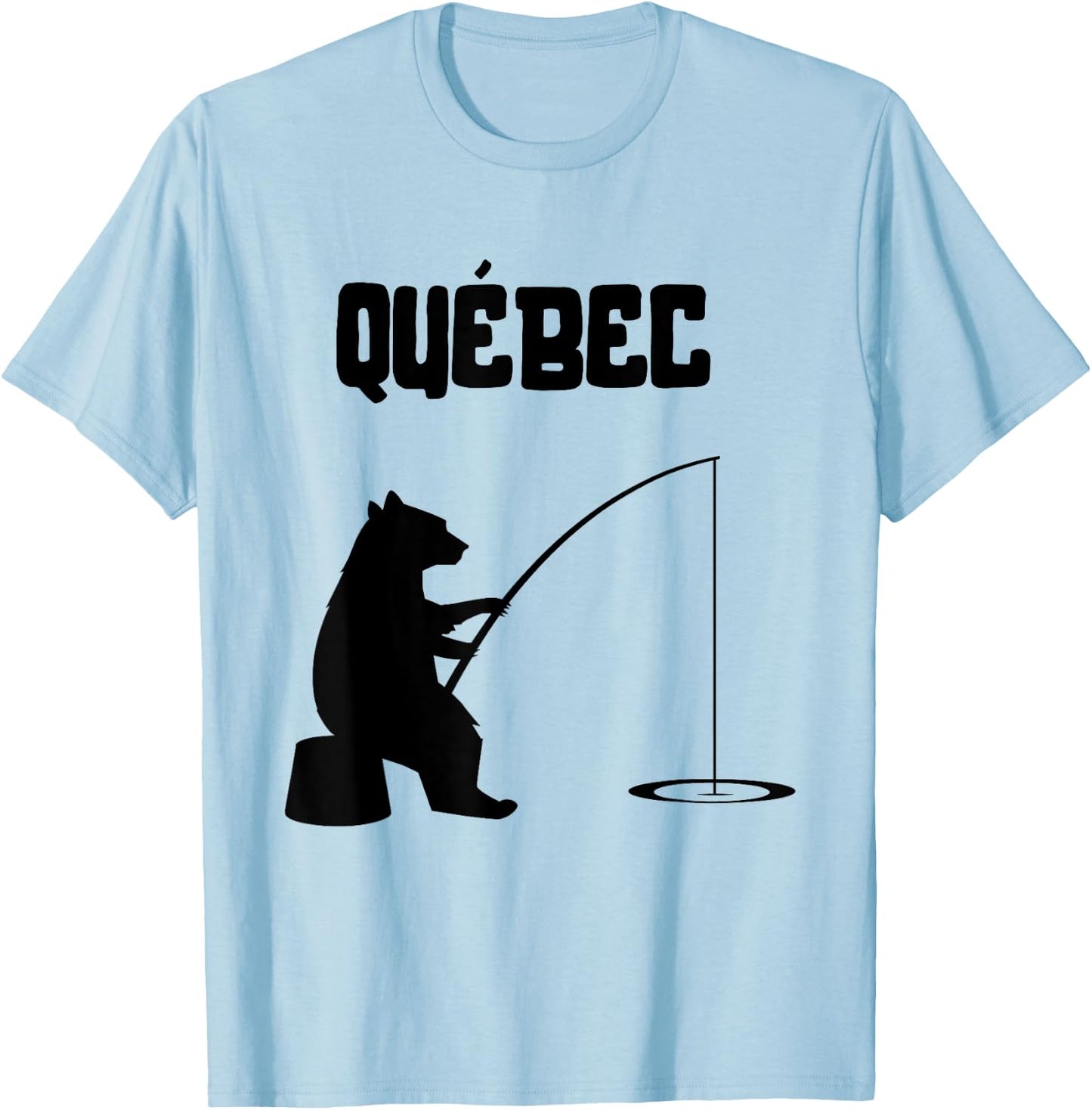 Quebec Shirt | QC Bear Fishing T-Shirt - T-Shirt | Light Blue