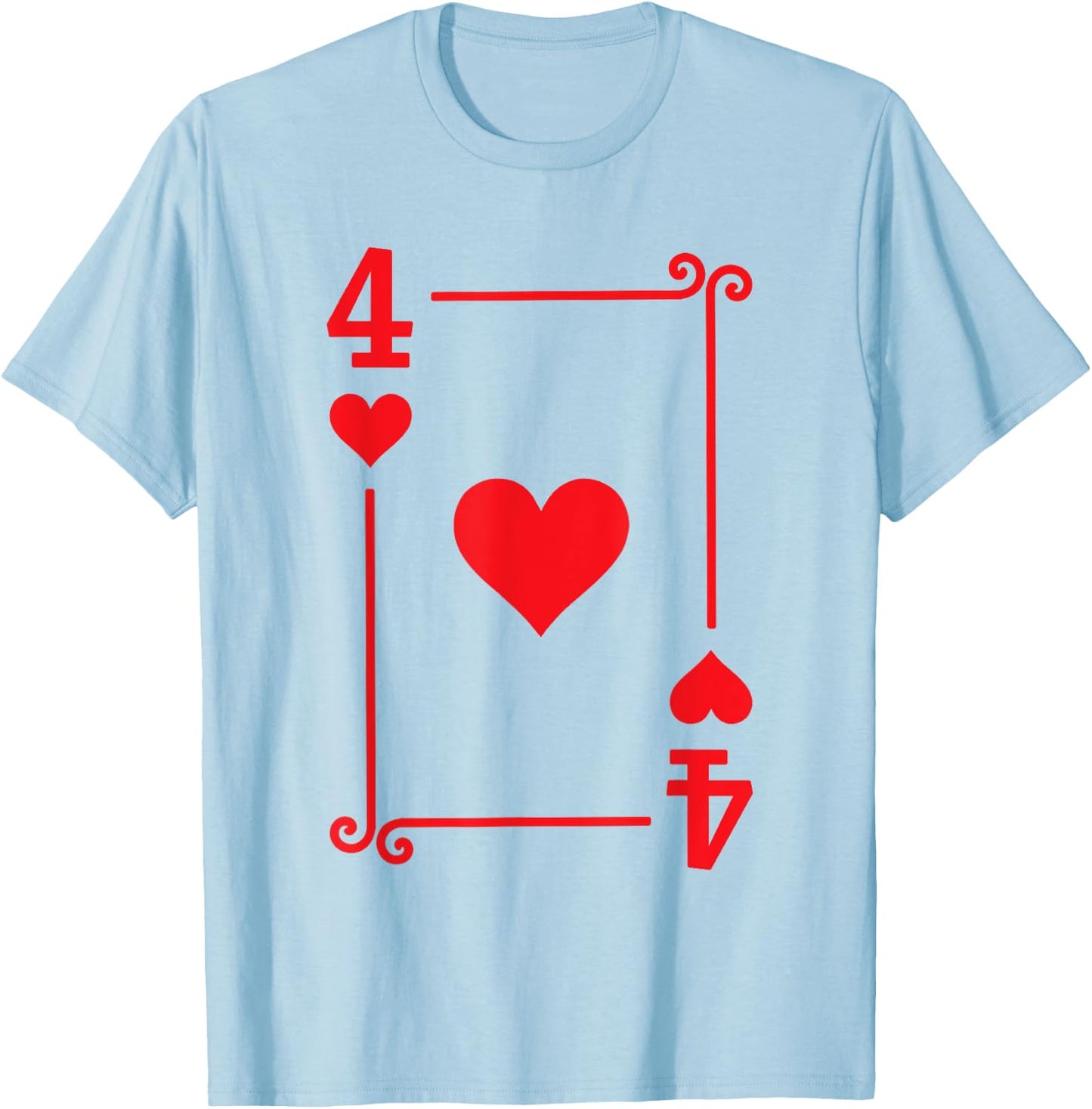 Playing Card Costume - 4 Hearts Card - Four Card T-Shirt - T-Shirt | Light Blue