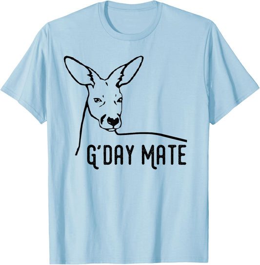 Australia G'Day Mate Shirt Funny Kangaroo Australian Symbol T-Shirt - T-Shirt | Light Blue