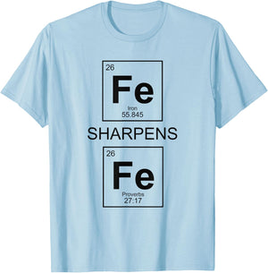Iron Sharpens Iron Proverbs 27:17 Christian Periodic Table T-Shirt - T-Shirt | Light Blue