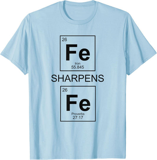 Iron Sharpens Iron Proverbs 27:17 Christian Periodic Table T-Shirt - T-Shirt | Light Blue