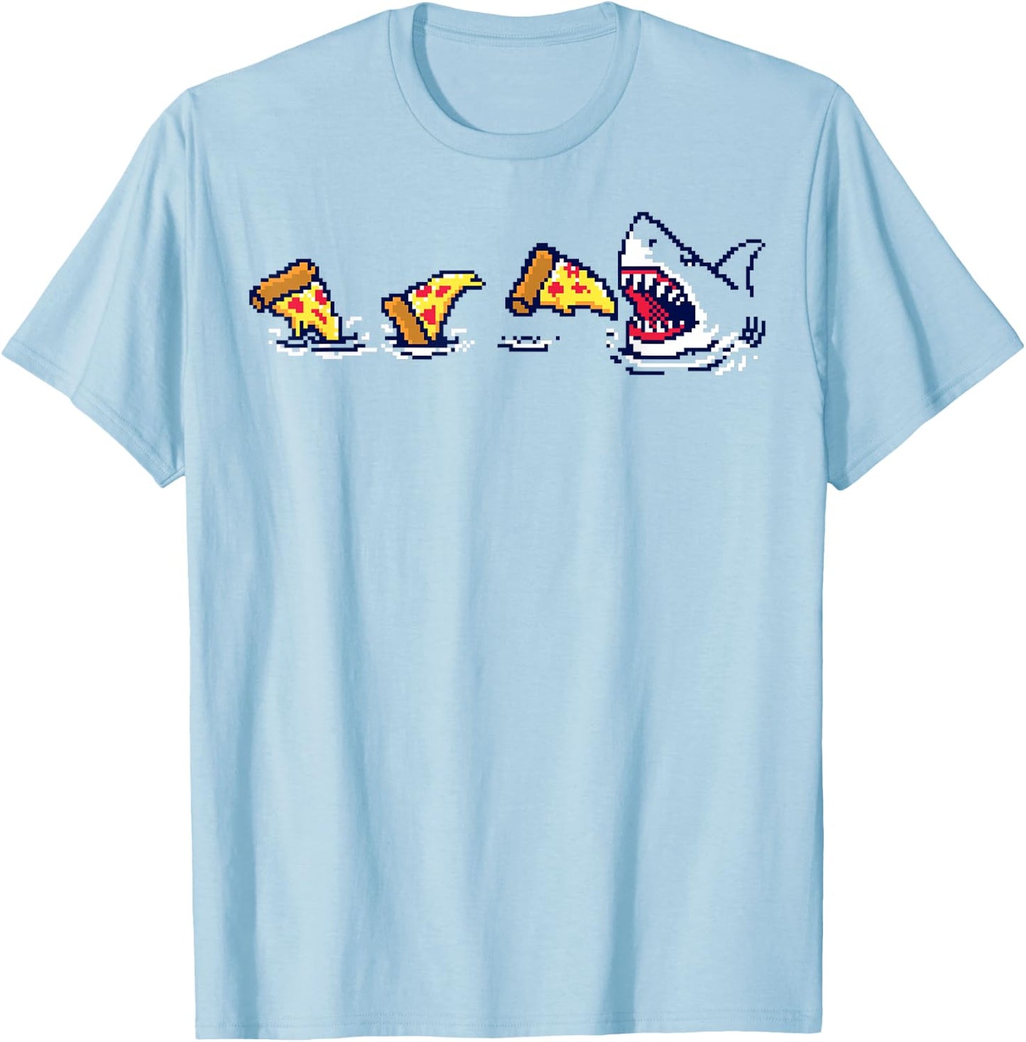 Pizza Shark 8-Bit T-Shirt - T-Shirt | Light Blue