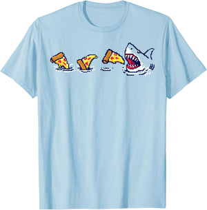 Pizza Shark 8-Bit T-Shirt - T-Shirt | Light Blue
