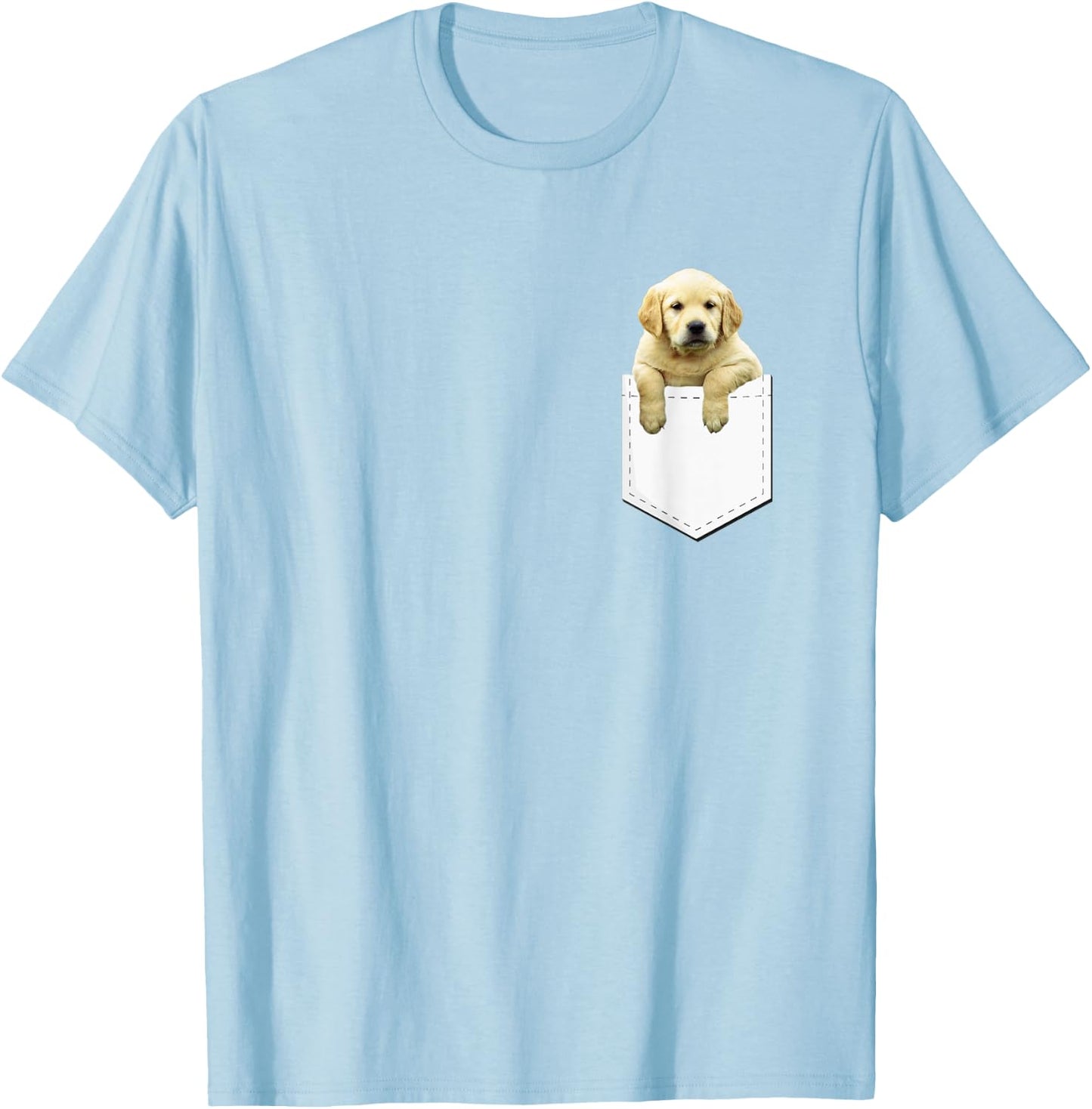 Golden Retriever In Pocket T Shirt Puppy Dog in Your Pocket Women Girls Kids T-Shirt - T-Shirt | Light Blue