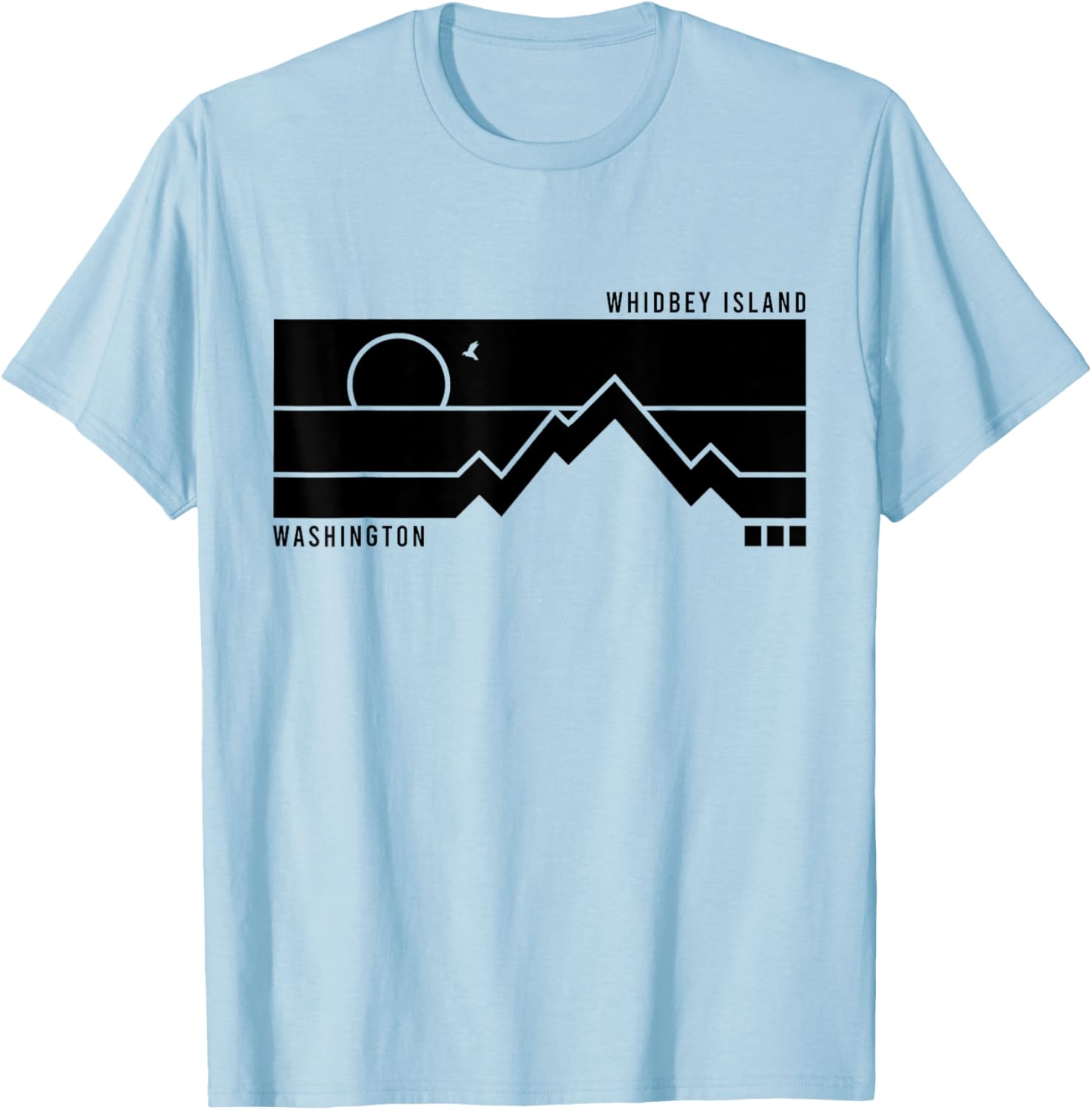 Vintage Whidbey Island Washington Mountains Hiking Sunset T-Shirt - T-Shirt | Light Blue