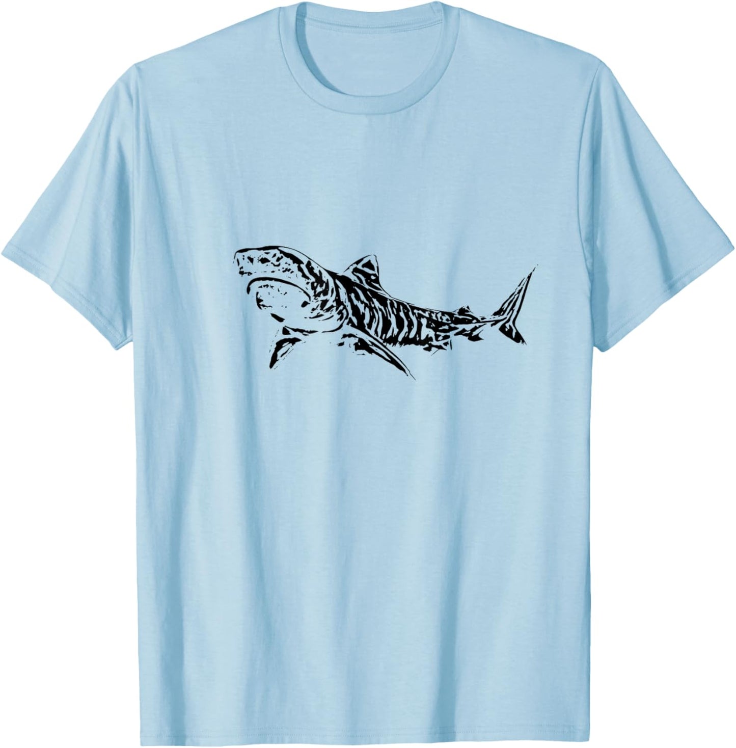 Tiger Shark Motif Shark T-Shirt - T-Shirt | Light Blue
