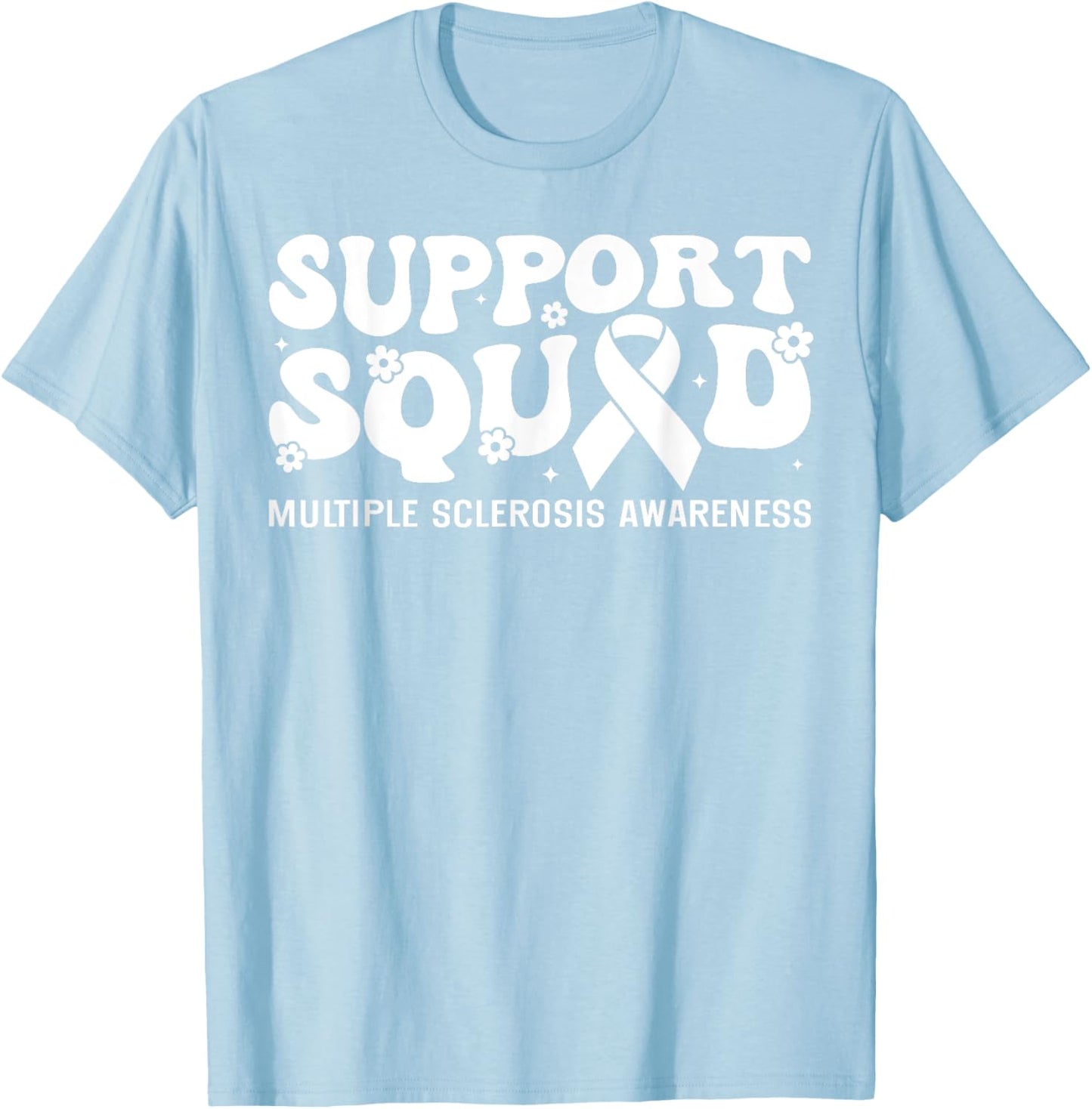 Support Squad MS Multiple Sclerosis Awareness Groovy T-Shirt - T-Shirt | Light Blue