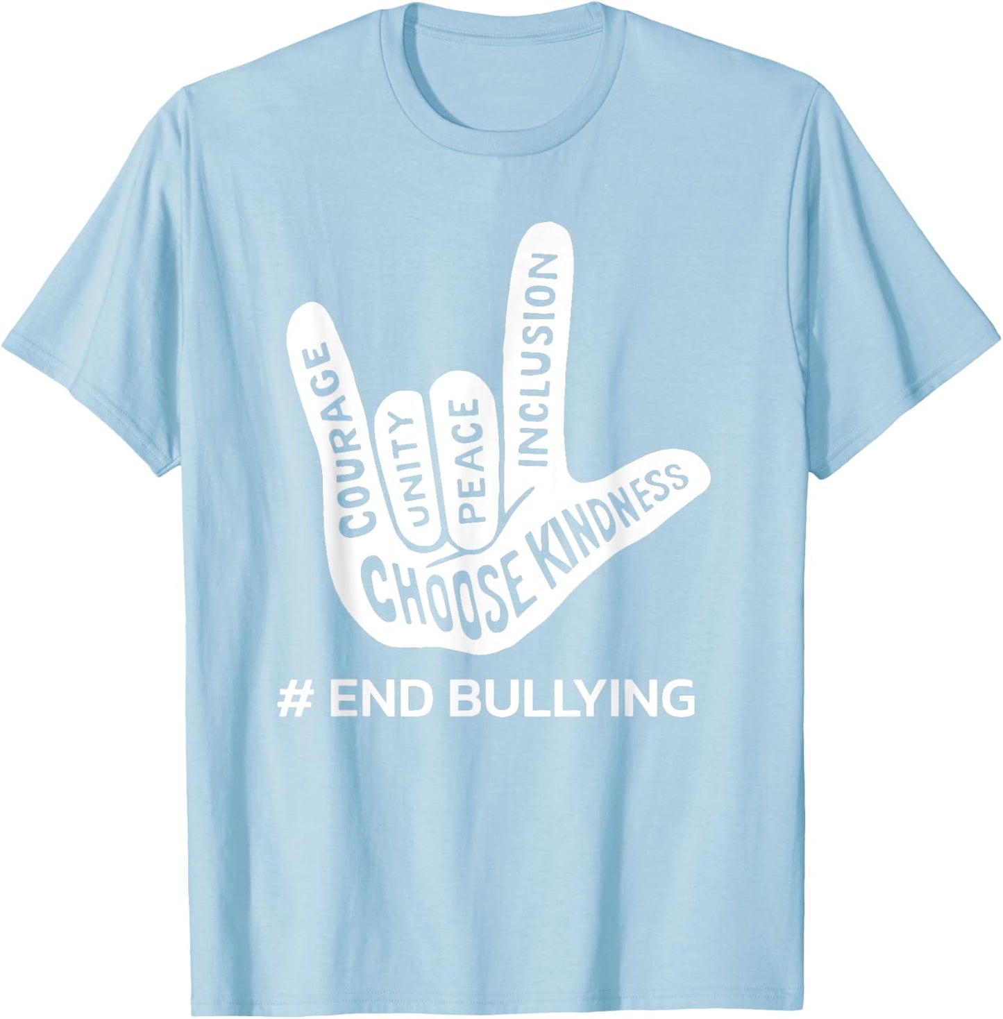 Unity Day Orange Anti Bullying Peace Love Sign Language T-Shirt - T-Shirt | Light Blue