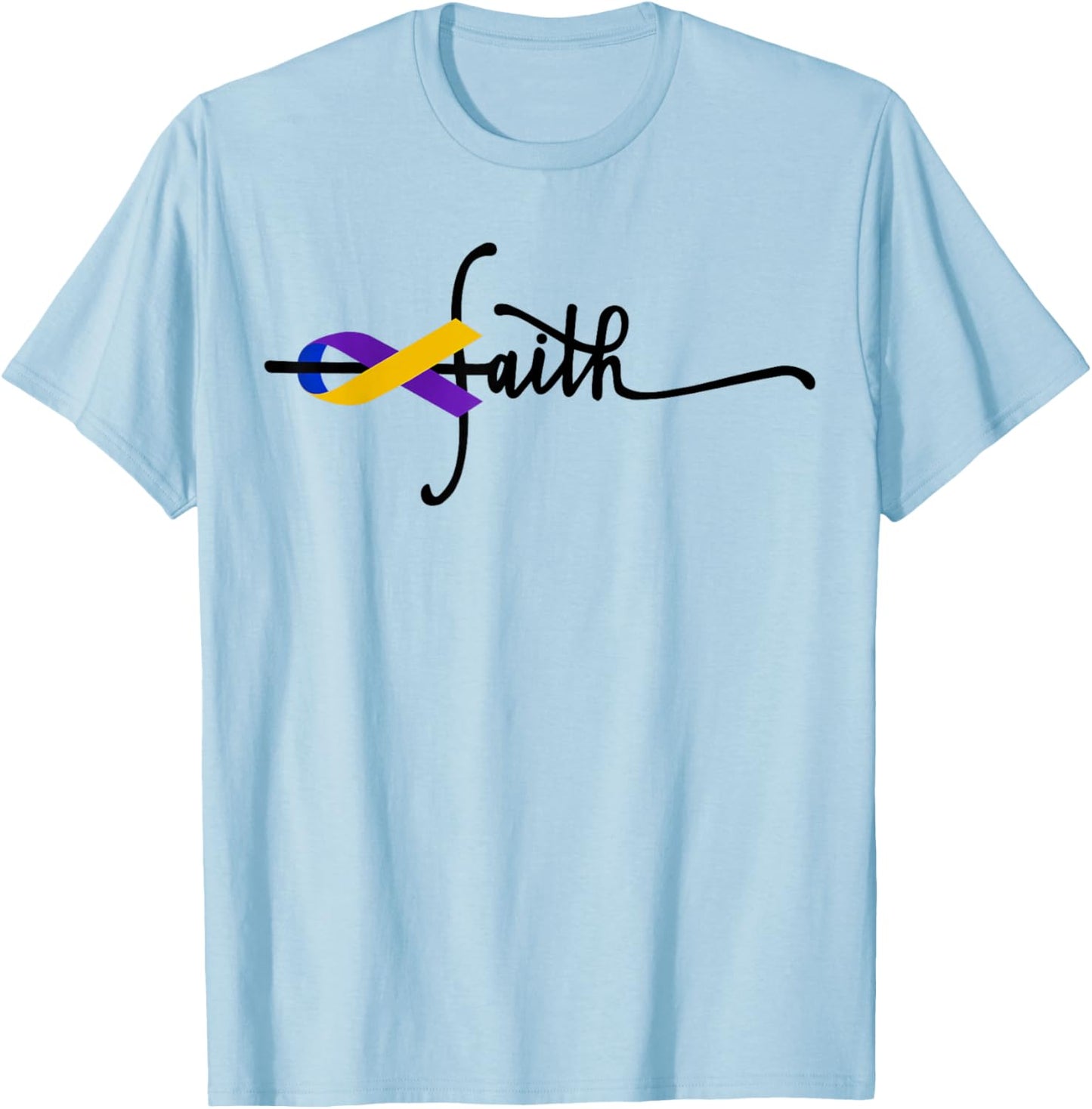 Bladder Cancer Faith Ribbon Warrior Bladder Cancer Awareness T-Shirt - T-Shirt | Light Blue