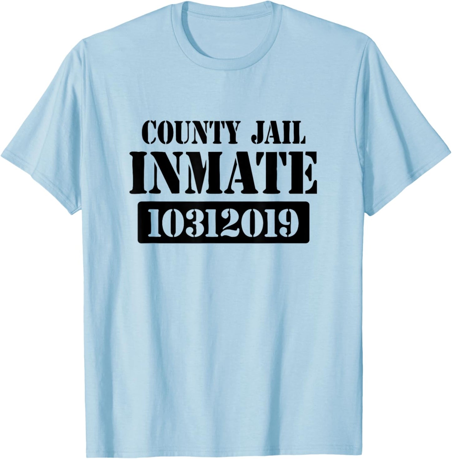 Prisoner Costume Orange Prison Uniform Halloween Jail Inmate T-Shirt - T-Shirt | Light Blue