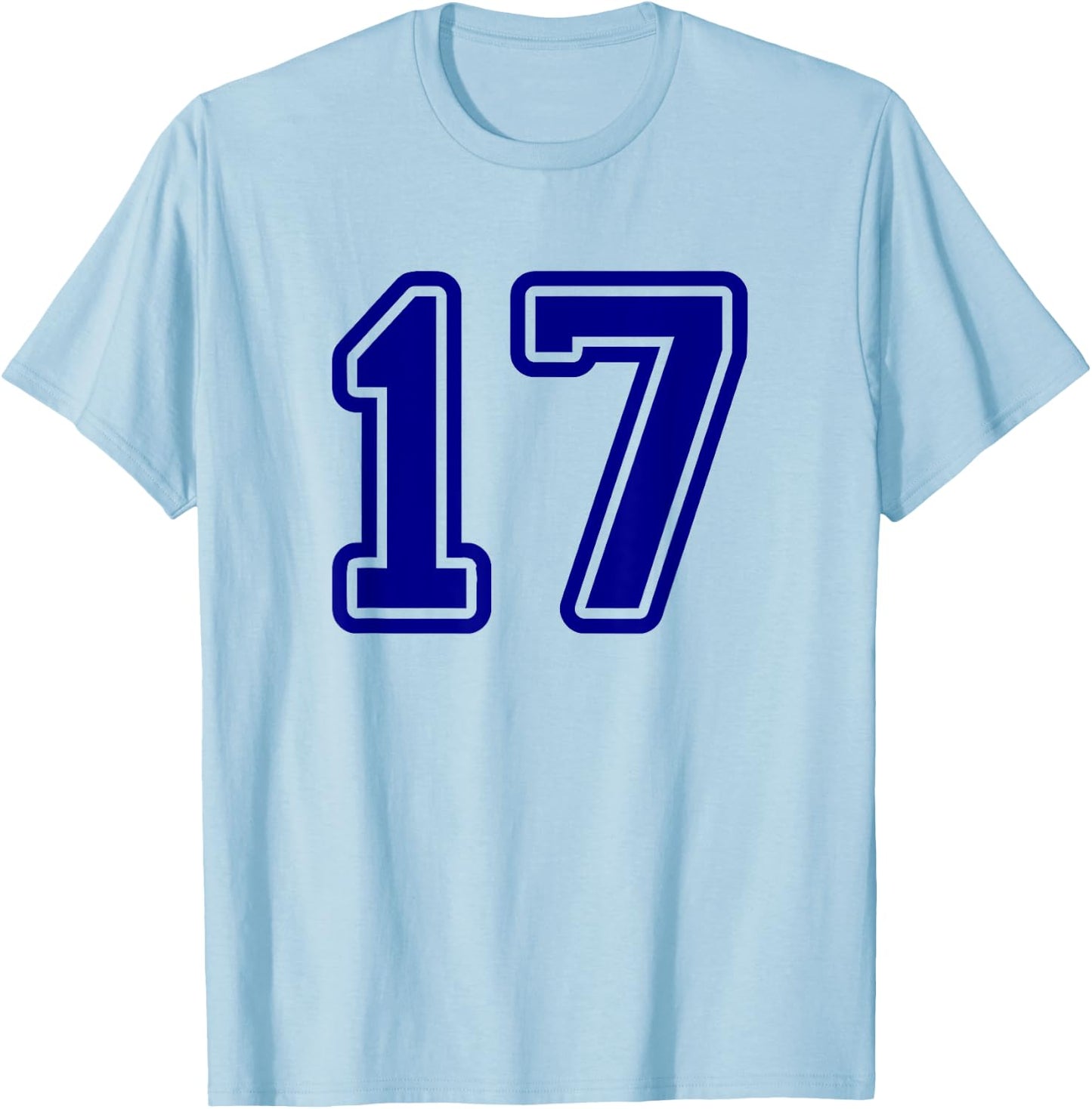 Number #17 Blue Varsity Favorite Number 17 T-Shirt - T-Shirt | Light Blue