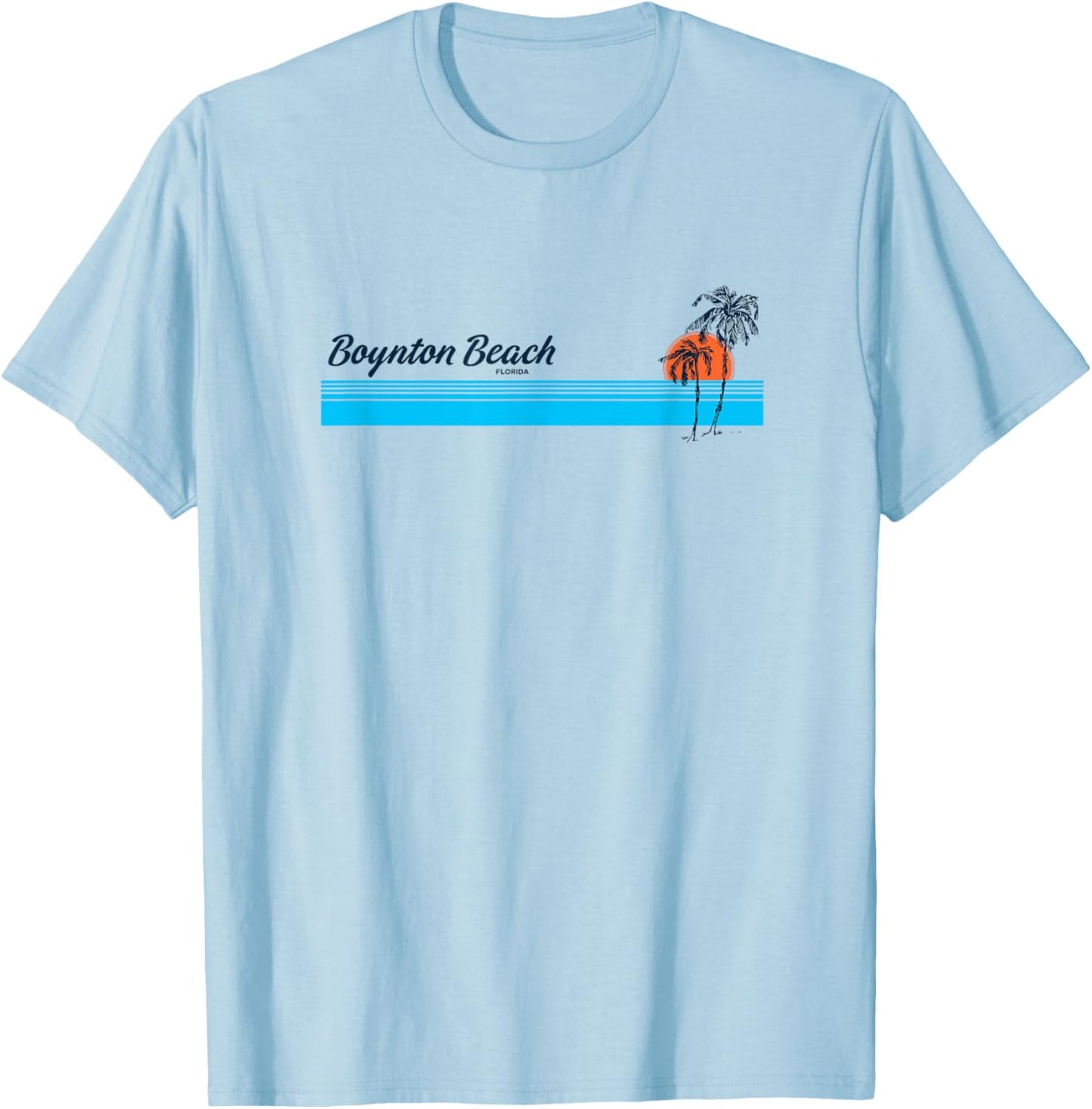 Boynton Beach FL Vintage 70s Palm Trees Design T-Shirt - T-Shirt | Light Blue