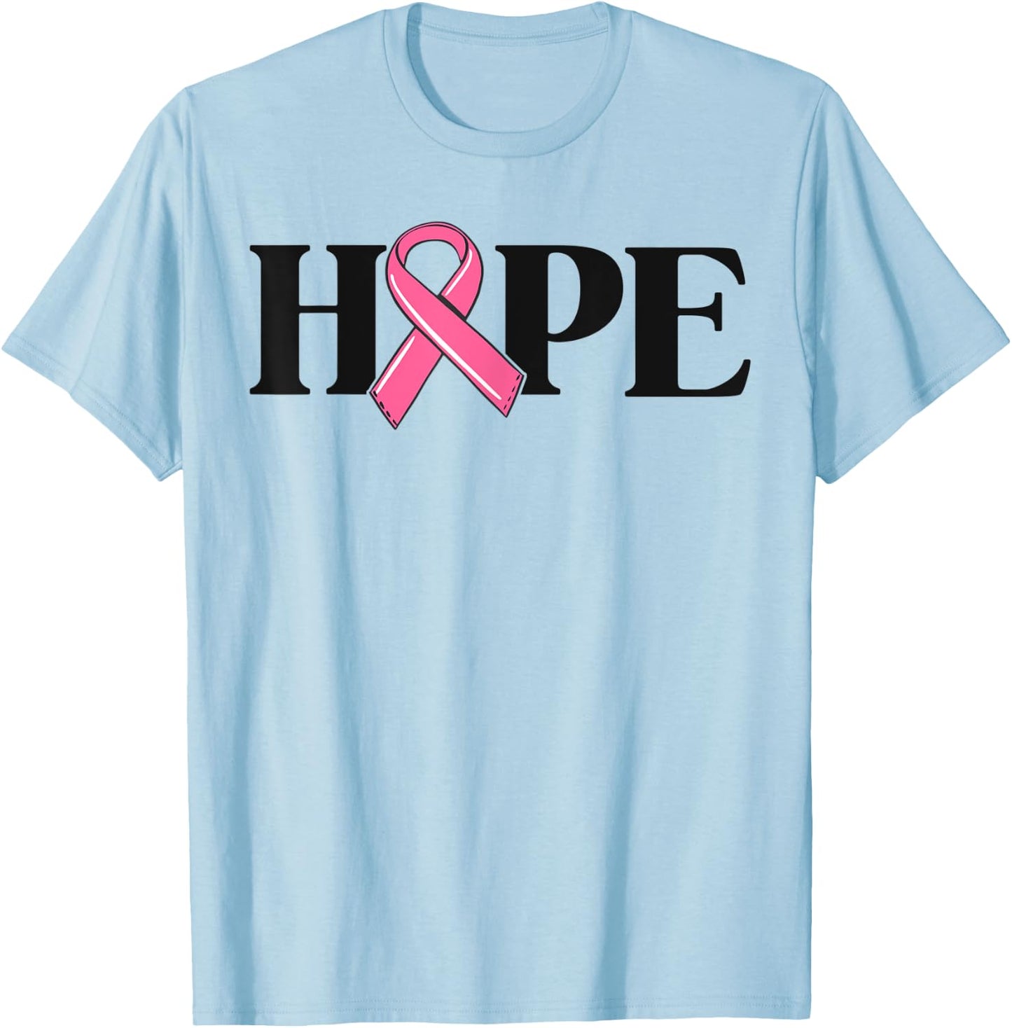 Hope Breast Cancer Shirts Gift Ribbon Awareness T-Shirt - T-Shirt | Light Blue