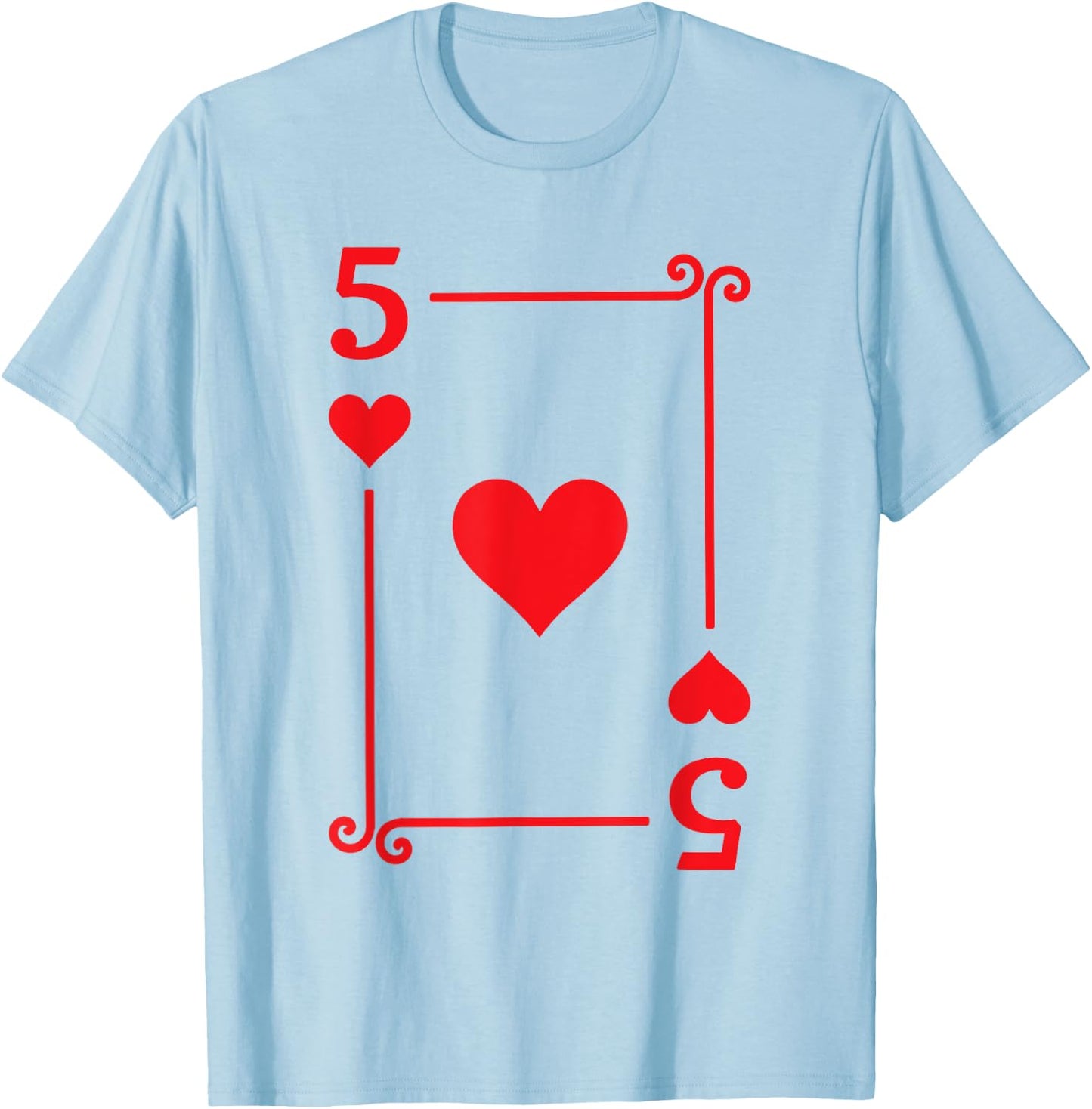 Playing Card Costume - 5 Hearts Card - Five Card T-Shirt - T-Shirt | Light Blue