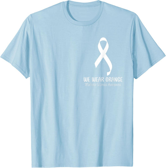 Heart I Wear Orange For Multiple Sclerosis Awareness Month T-Shirt - T-Shirt | Light Blue