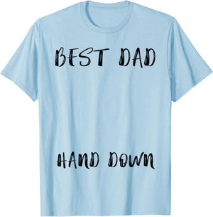 Best Dad Hands Down Kids Craft Dad Handprints Father's Day T-Shirt - T-Shirt | Light Blue