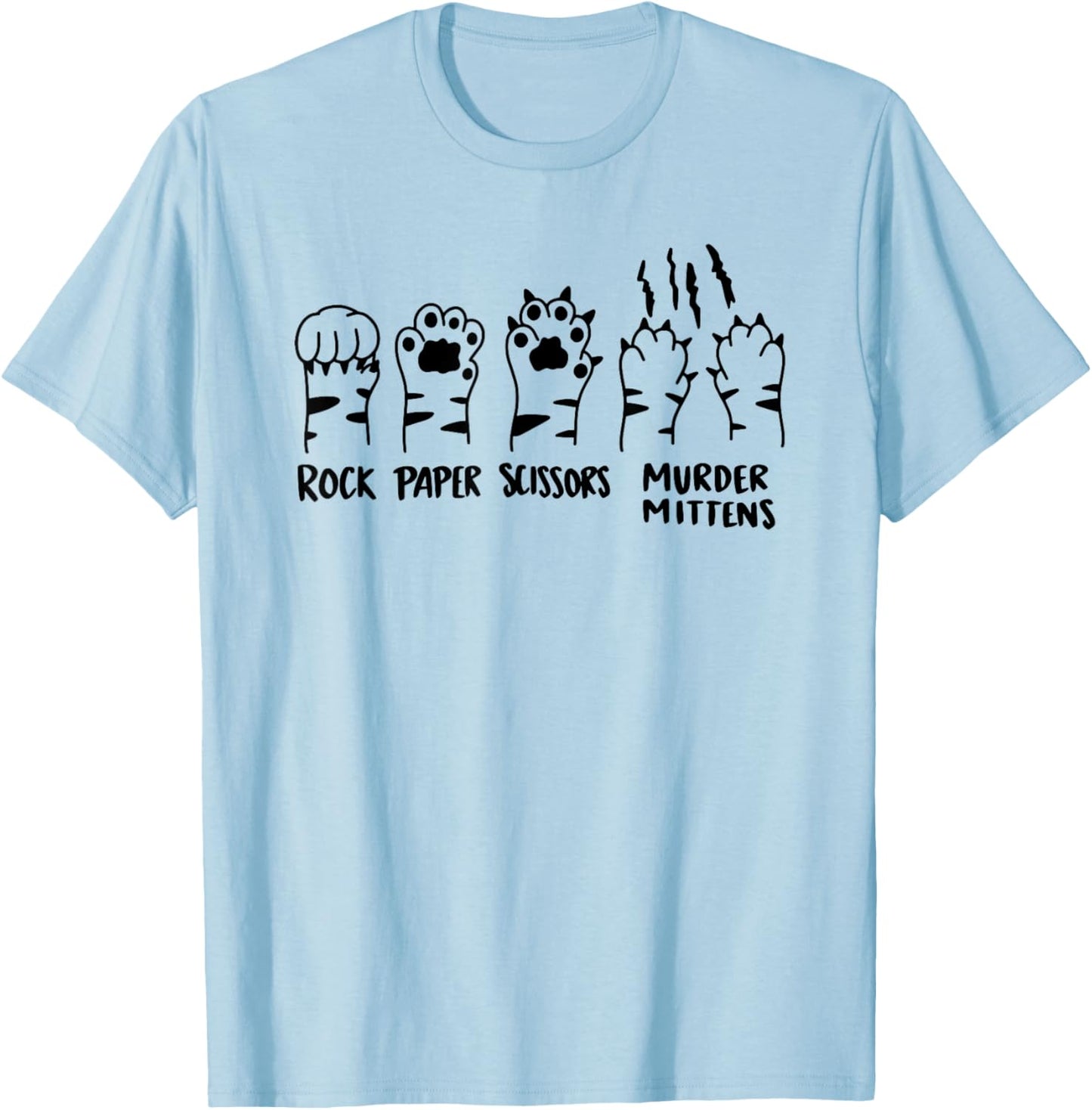 Rock Paper Scissors, Razor Tipped Murder Mittens T-Shirt - T-Shirt | Light Blue