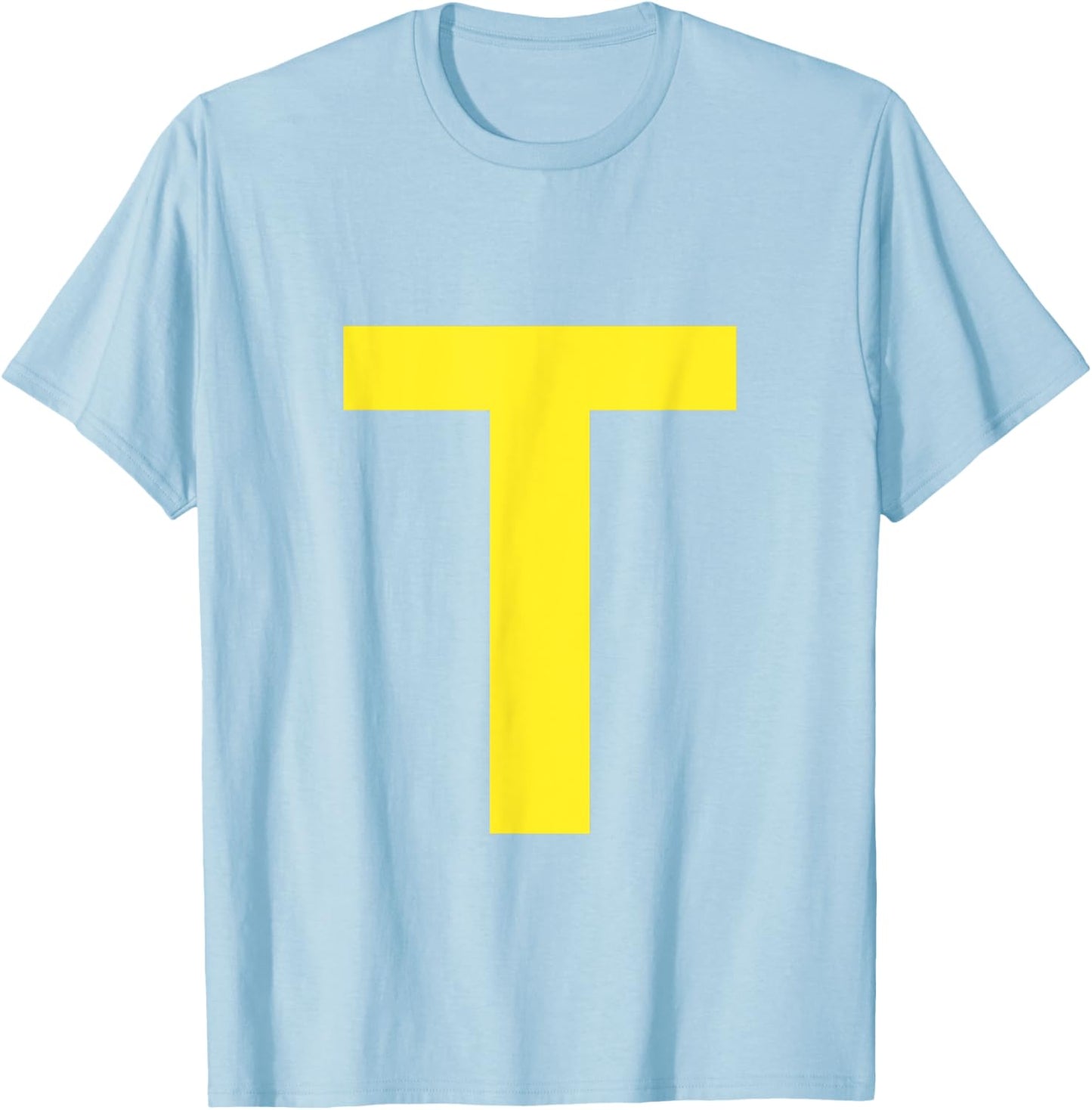 Letter T in Yellow on Green Costume Halloween Party T-Shirt - T-Shirt | Light Blue