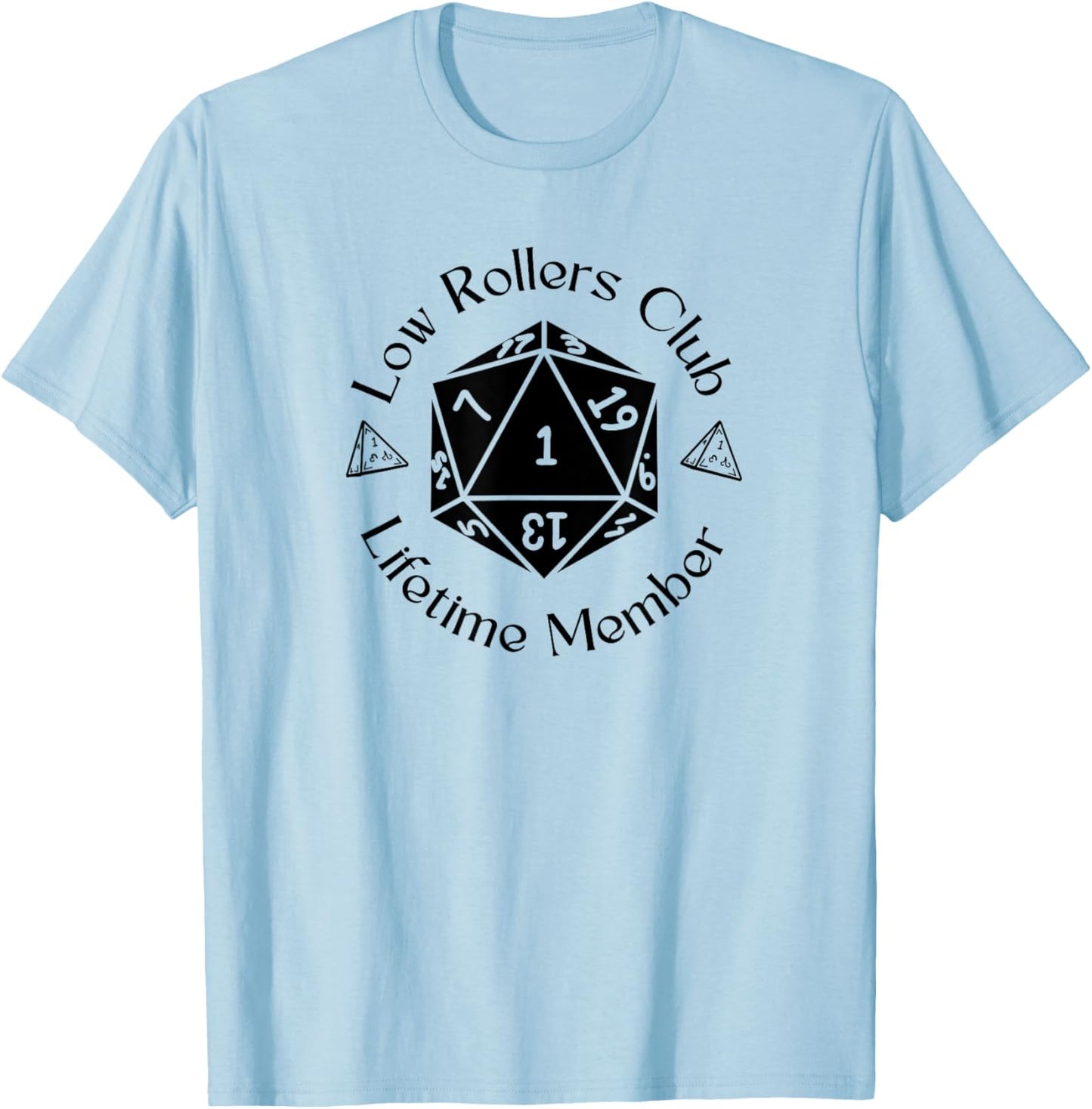 Nomadic Sky Low Rollers Club with D20 for RGP , Small, White T-Shirt - T-Shirt | Light Blue