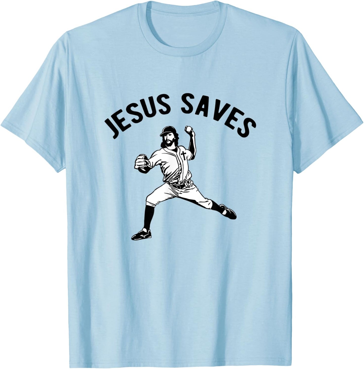 Jesus Saves Baseball pitcher T-Shirt - T-Shirt | Light Blue