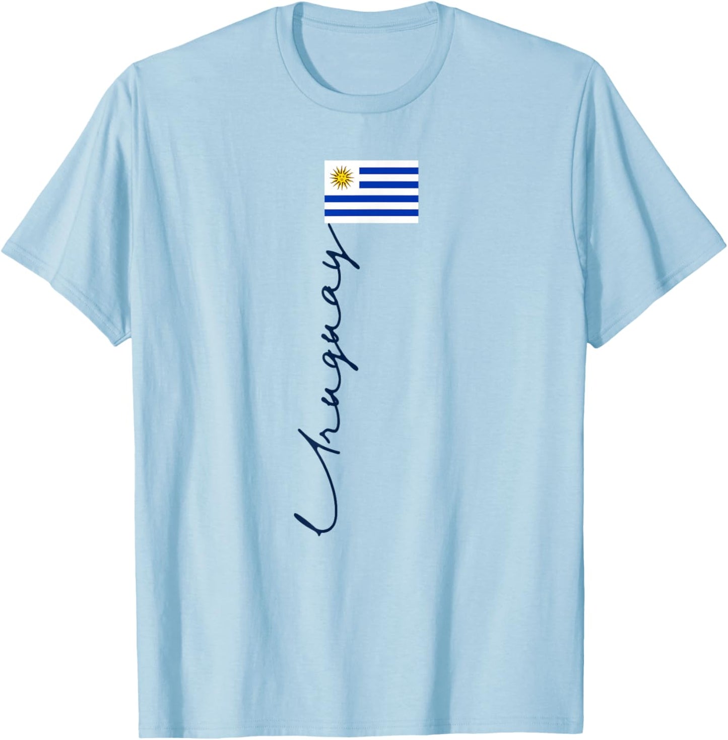 Uruguay Flag Pole Patriotic Signature Flag T-Shirt - T-Shirt | Light Blue