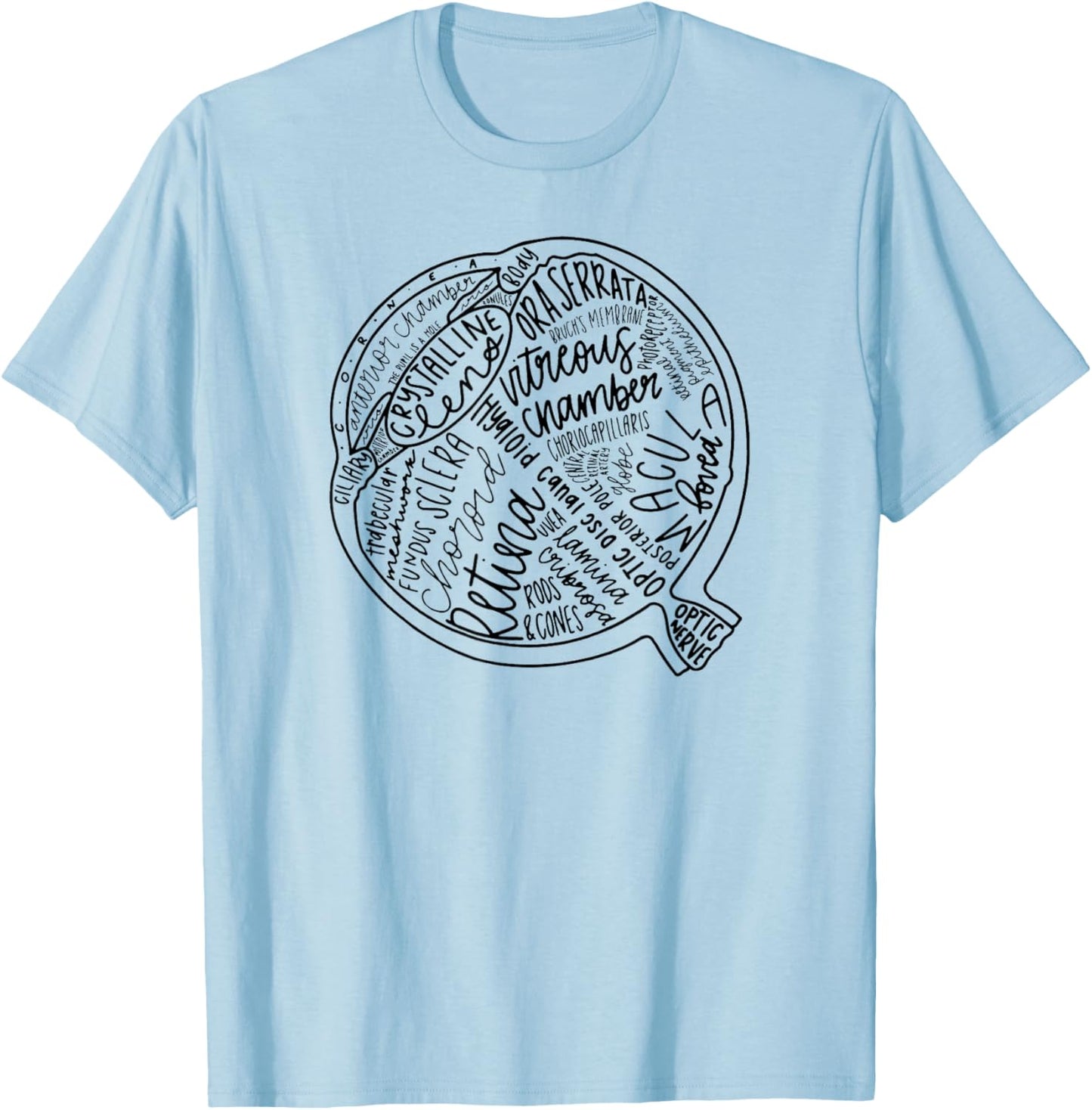Eyeball Anatomy - Eye- Ophthalmic T-Shirt - T-Shirt | Light Blue
