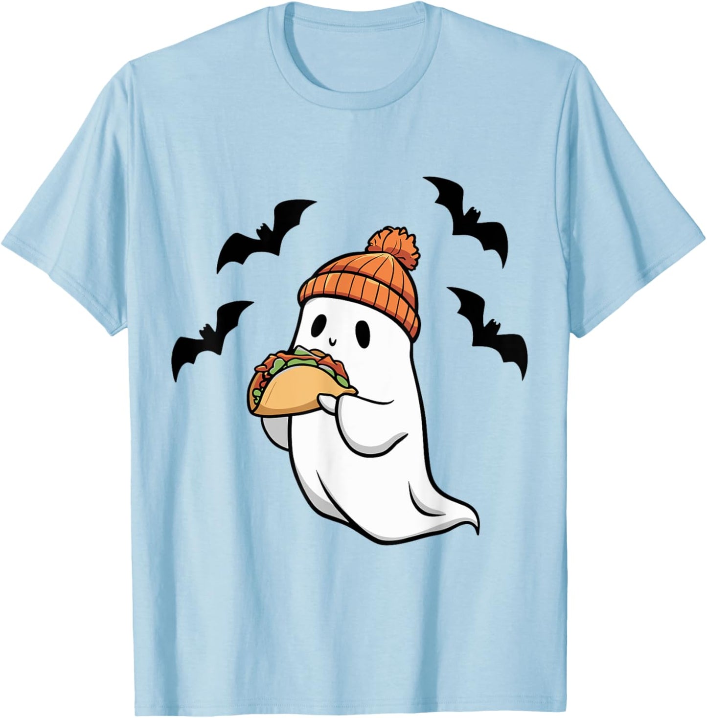 Funny Ghost Eating Tacos Spooky Taco Halloween Food Costume T-Shirt - T-Shirt | Light Blue