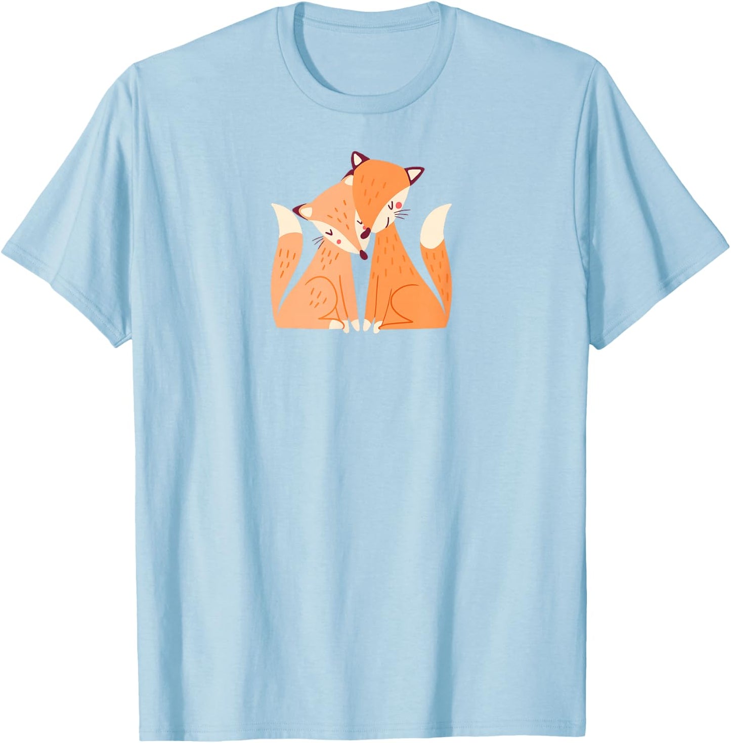 Fox Couple Gift Wedding Anniversary Valentine's Day Her Him T-Shirt - T-Shirt | Light Blue